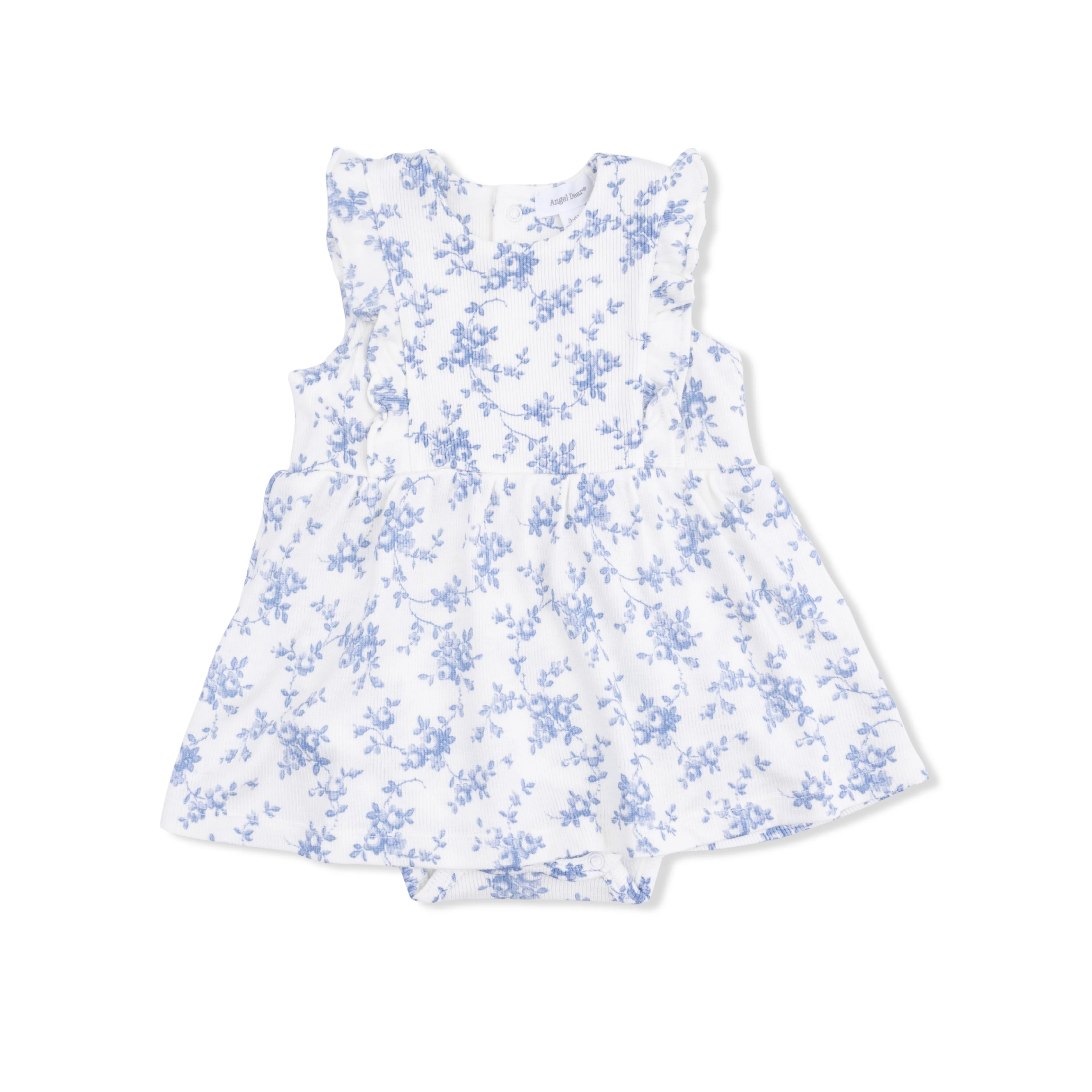 Baby Blue Vines Floral - Ruffle Bodysuit Dress - Image 2