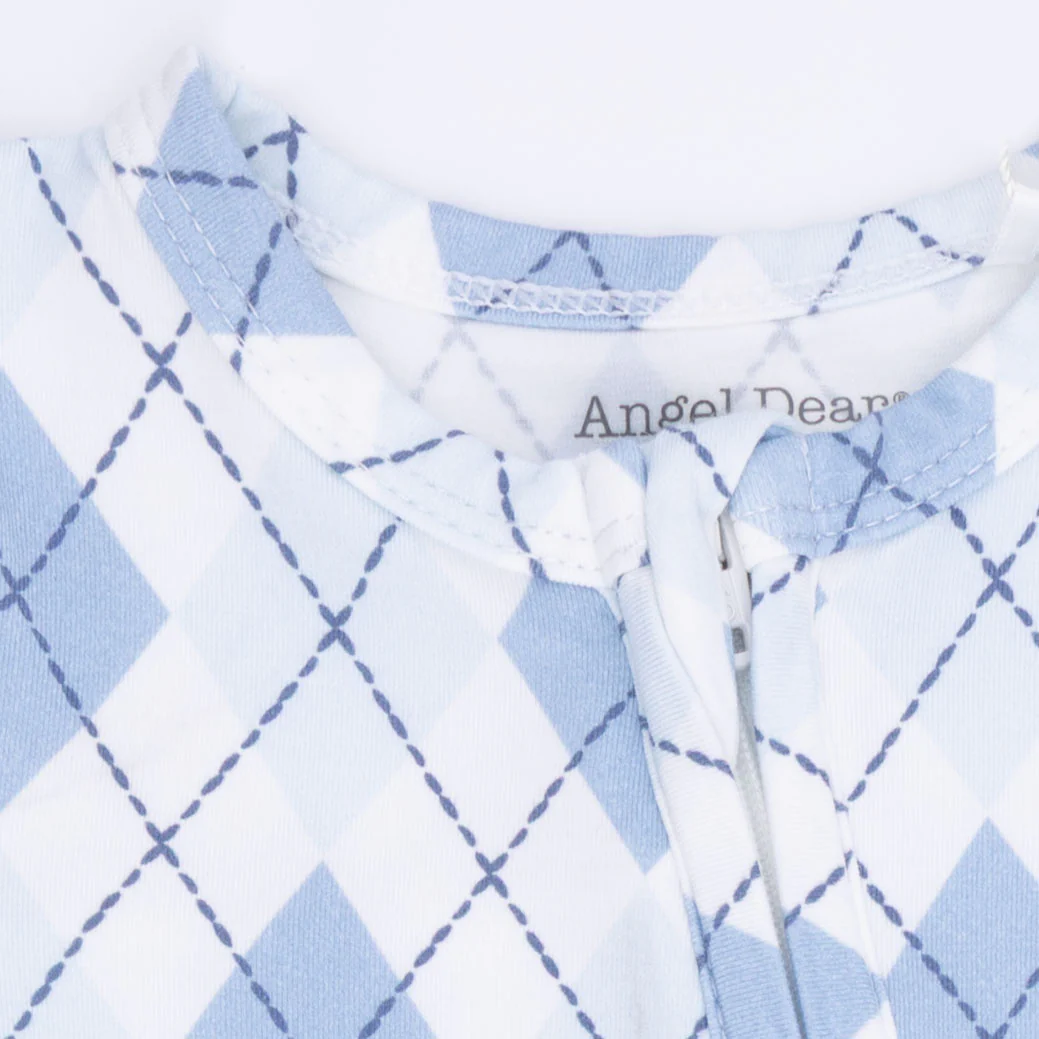 Blue Argyle - 2 Way Zipper Footie - Image 4