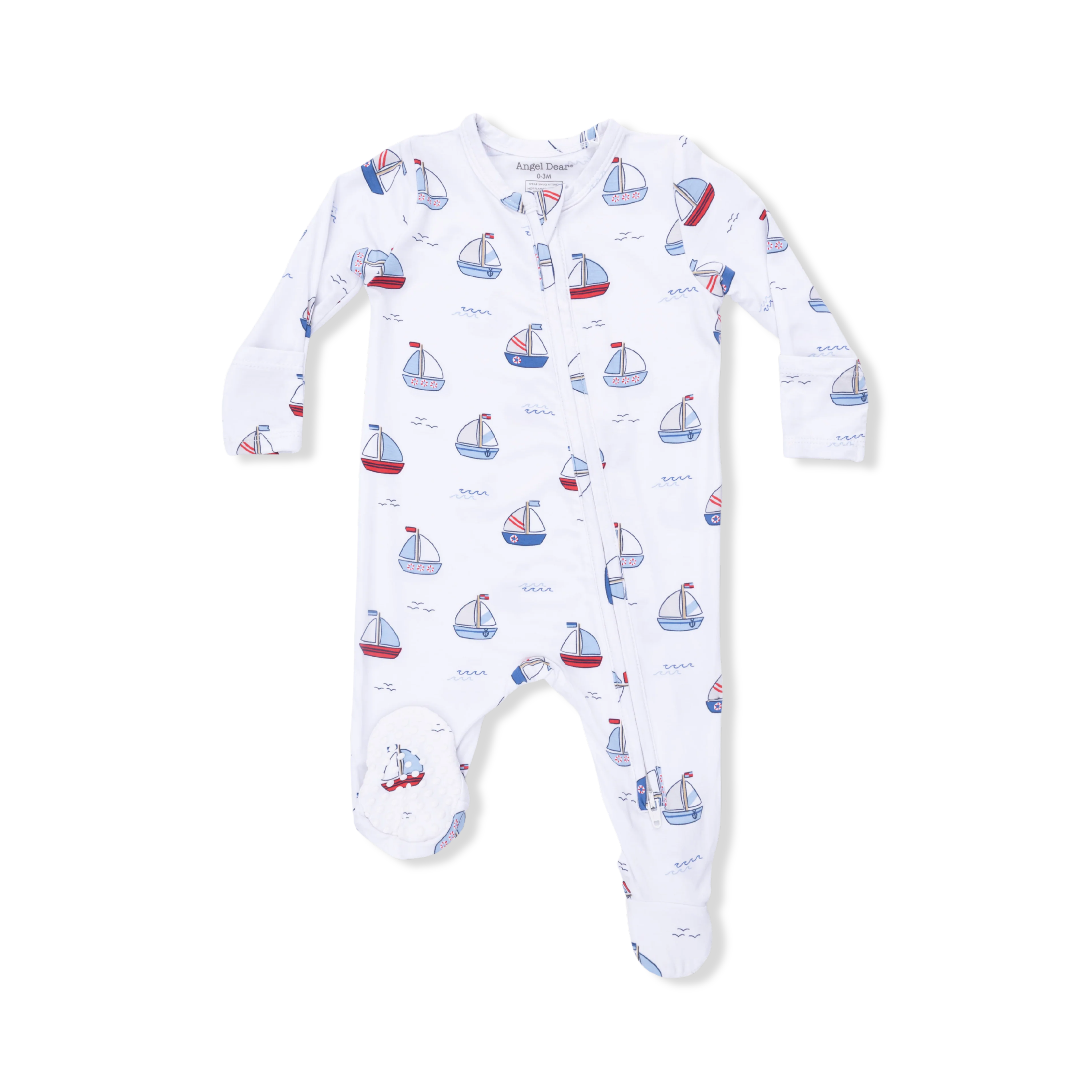 Bubbly Sailboats Blue - 2 Way Zipper Footie - Image 2