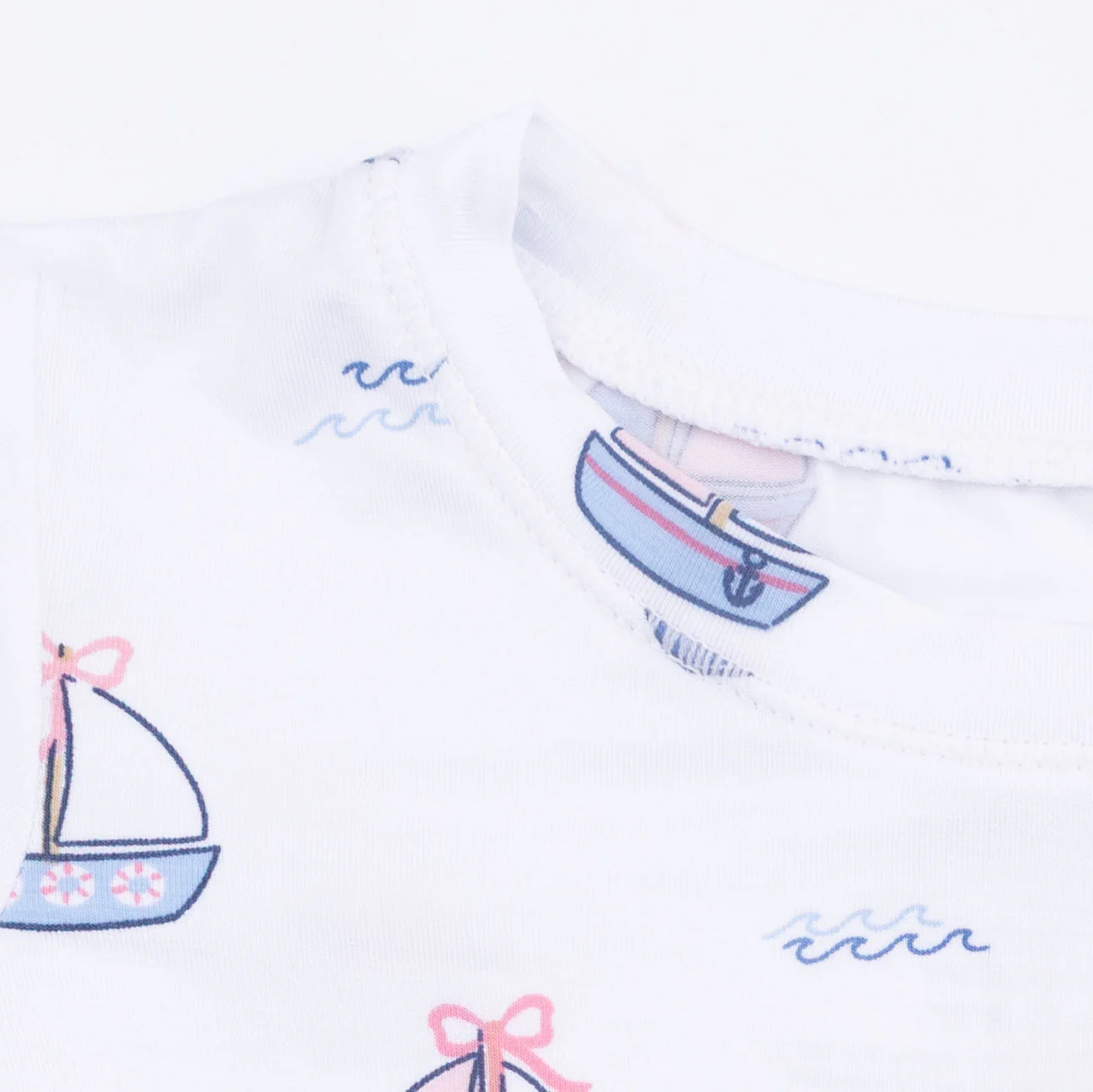 Bubbly Sailboats Pink - Short Sleeve Loungewear Set - Image 7