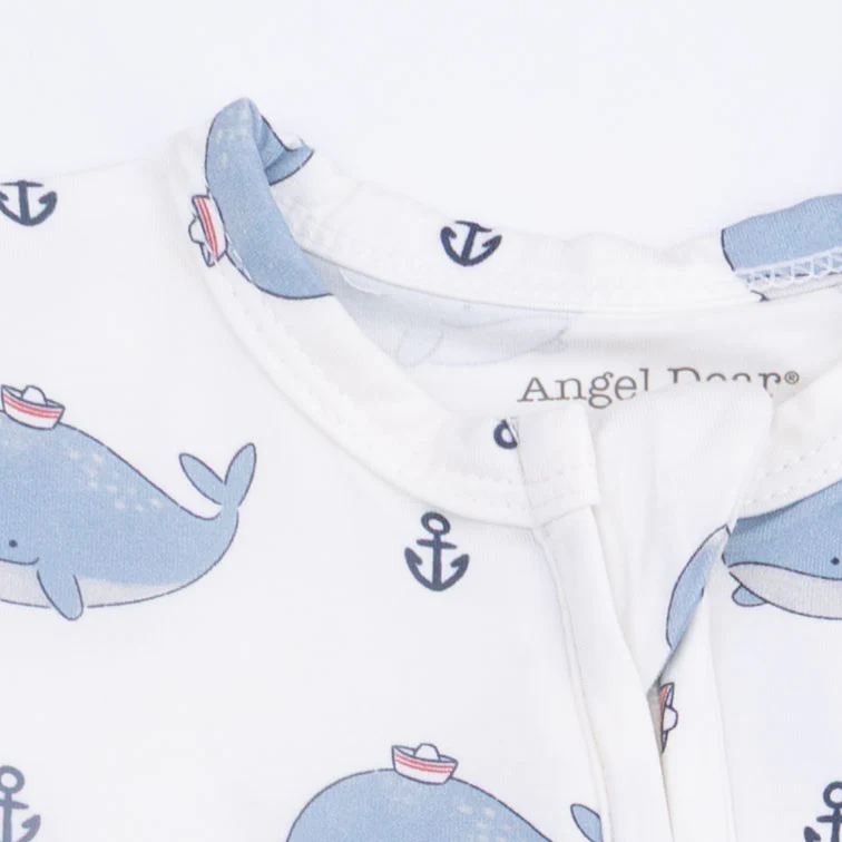 Bubbly Sailor Whales Blue - 2 Way Zipper Footie - Image 5