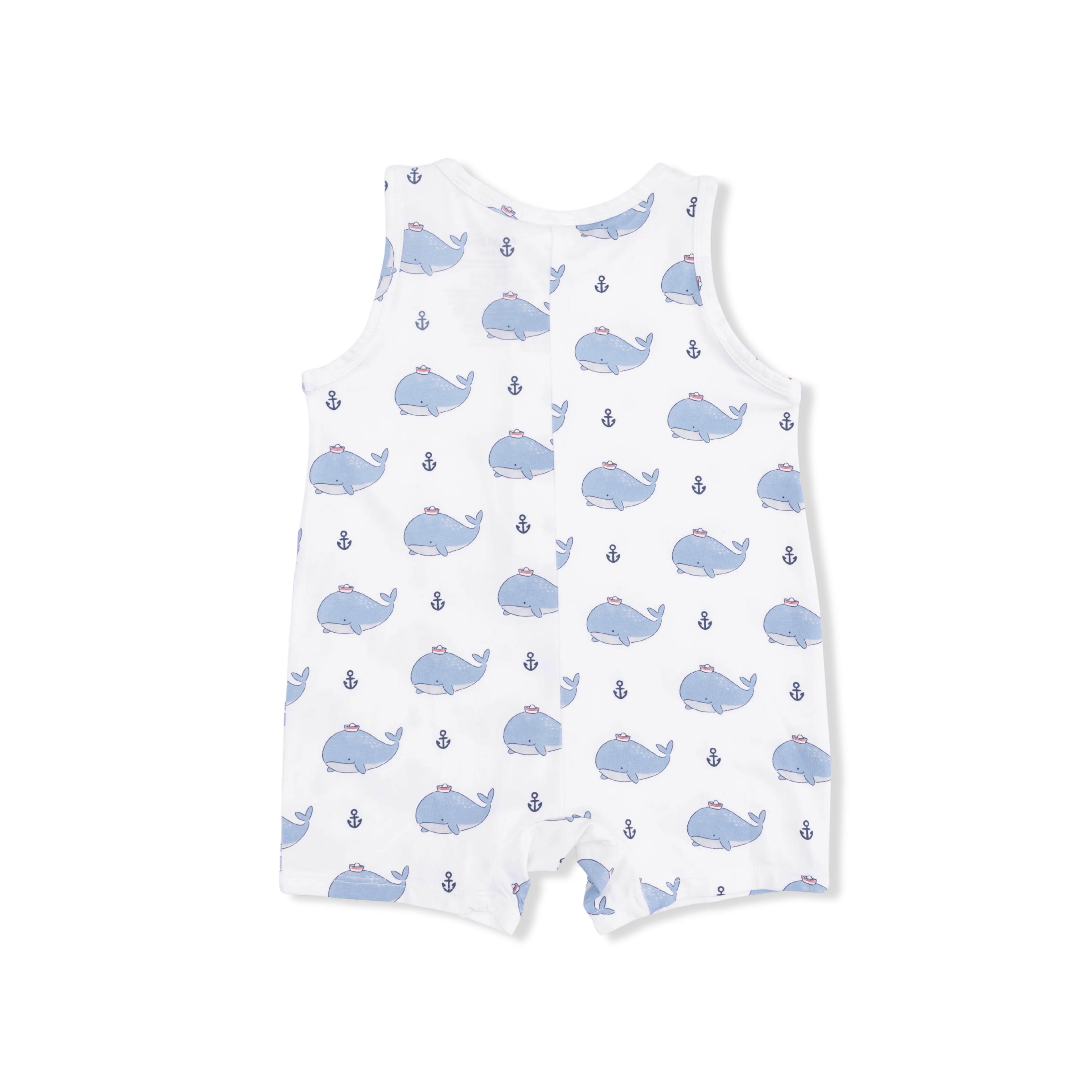 Bubbly Sailor Whales Blue - Sleeveless Shortie Romper - Image 3