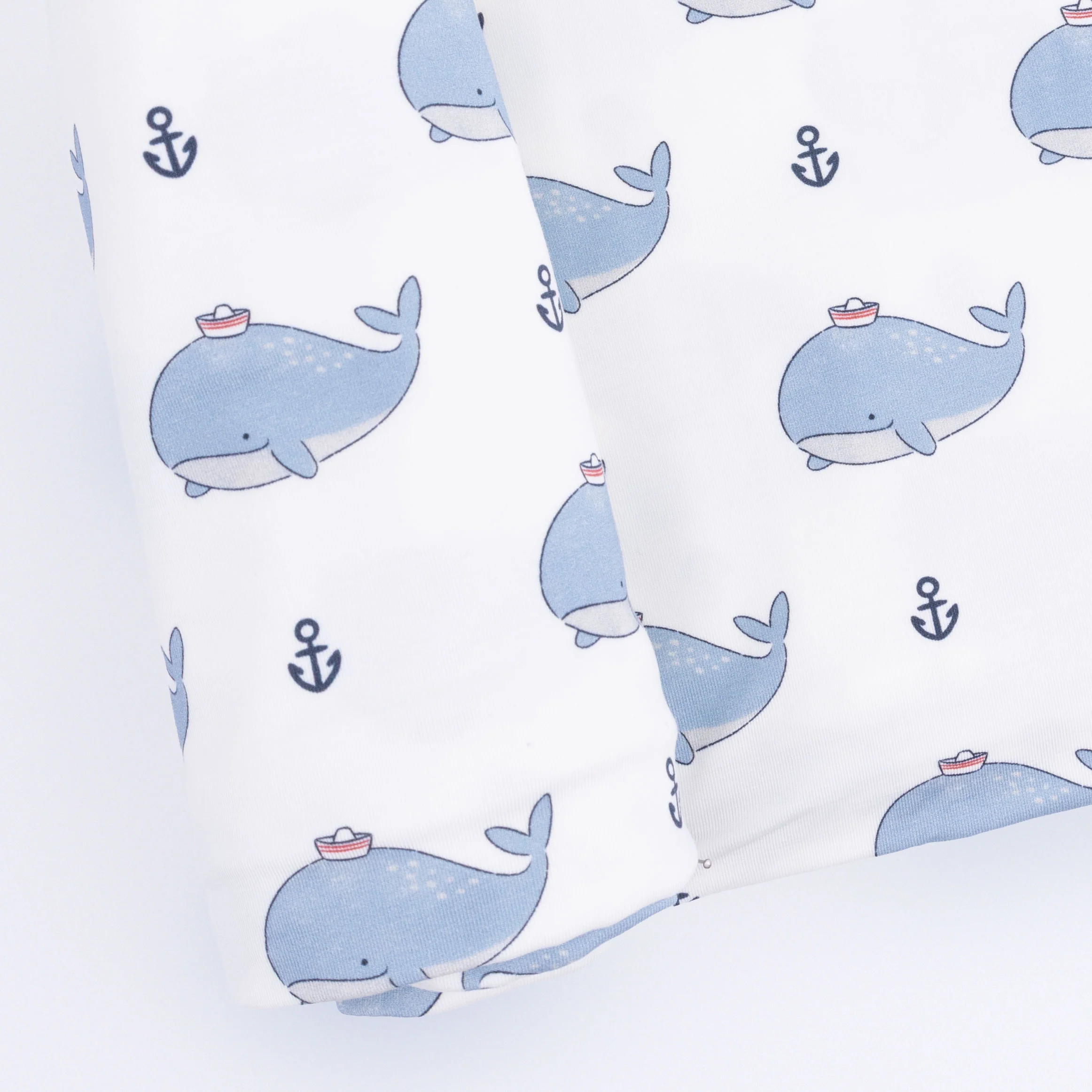 Bubbly Sailor Whales Blue - Swaddle Blanket - Image 4