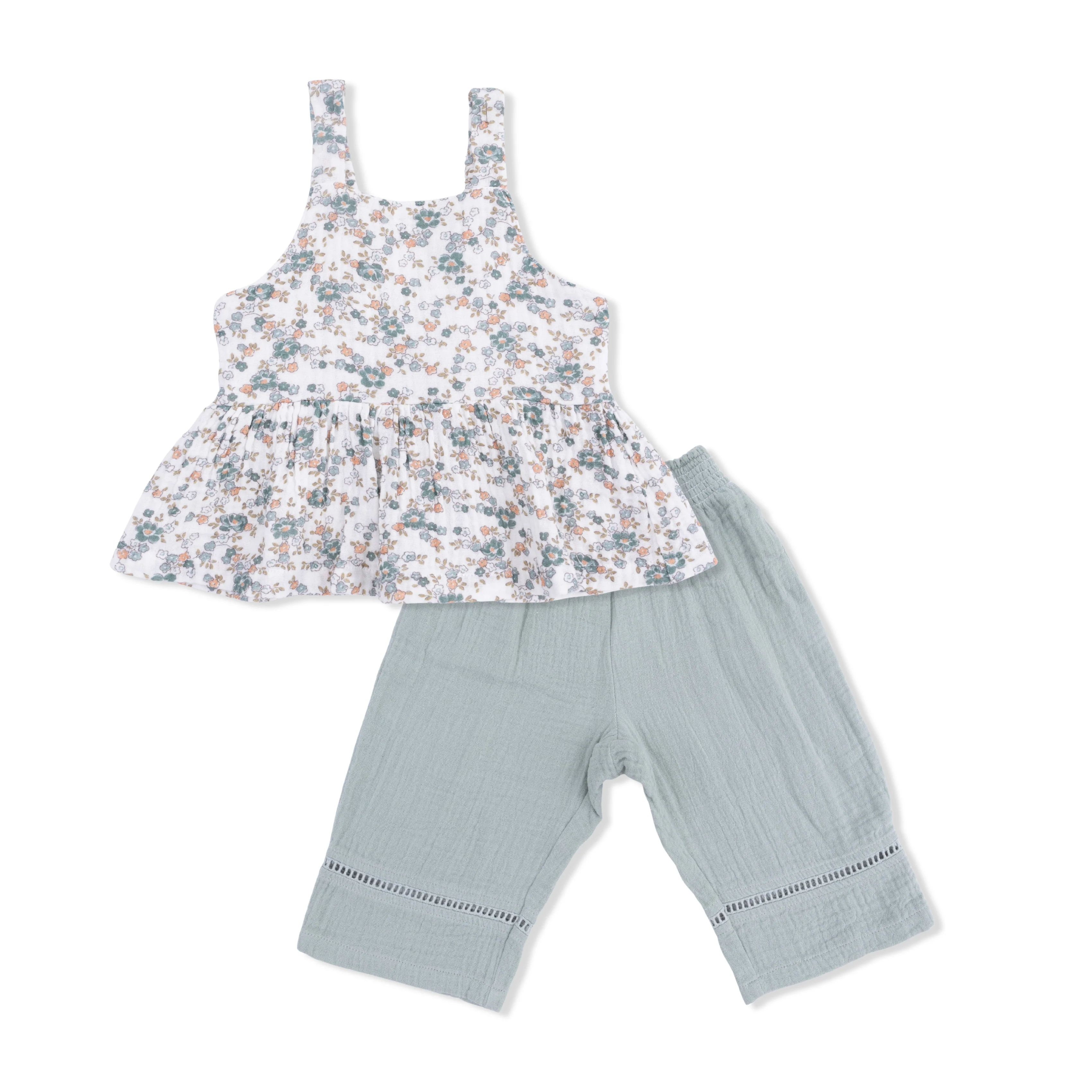 Camille Floral - Peplum Tank with Smocked Waist Pant - Image 2