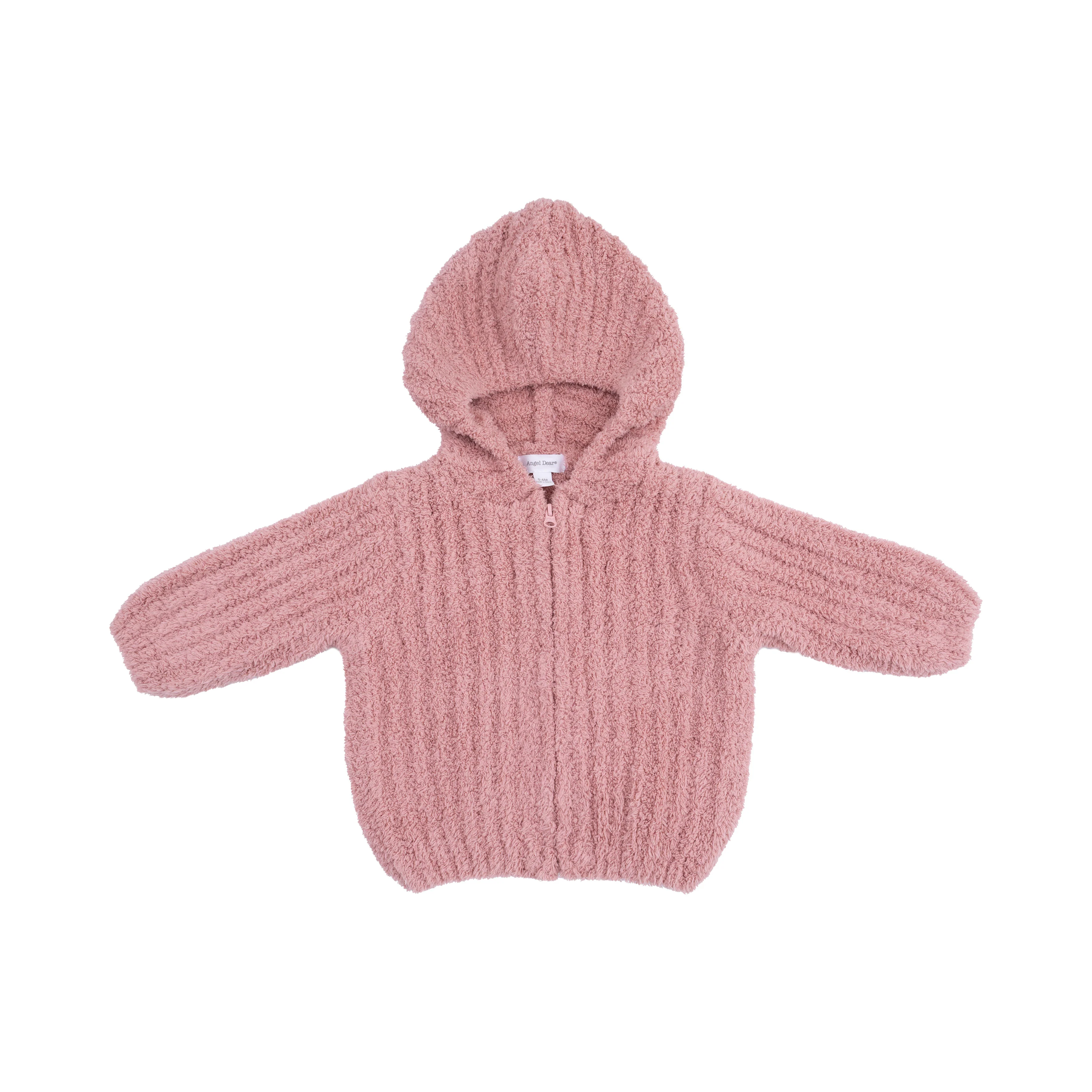 Chenille - Rose Hooded Jacket with Striped Texture - Image 2