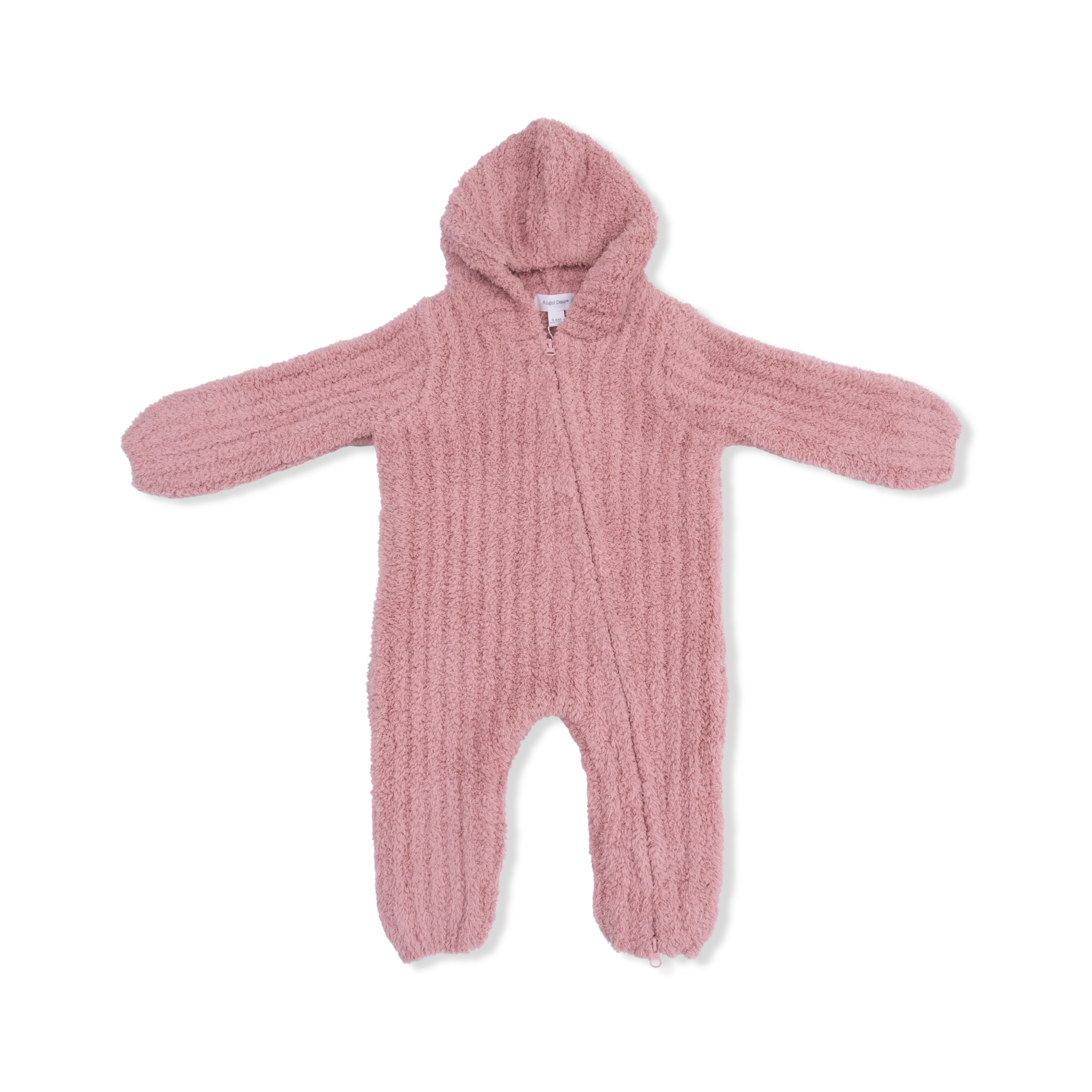 Chenille - Rose Hooded Romper with Striped Texture - Image 3