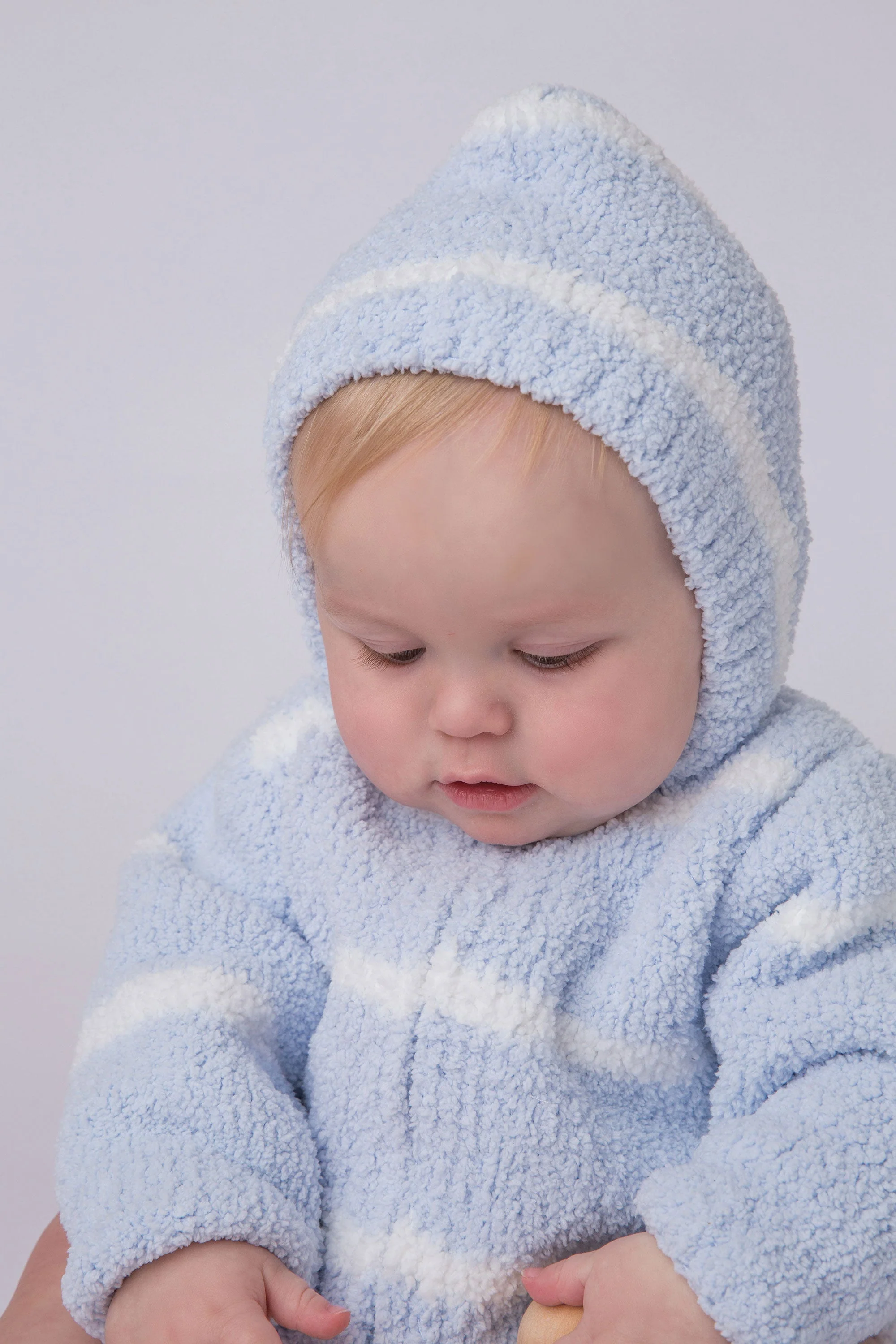 Chenille - Light Blue & Ivory Stripe Hooded Jacket - Image 5