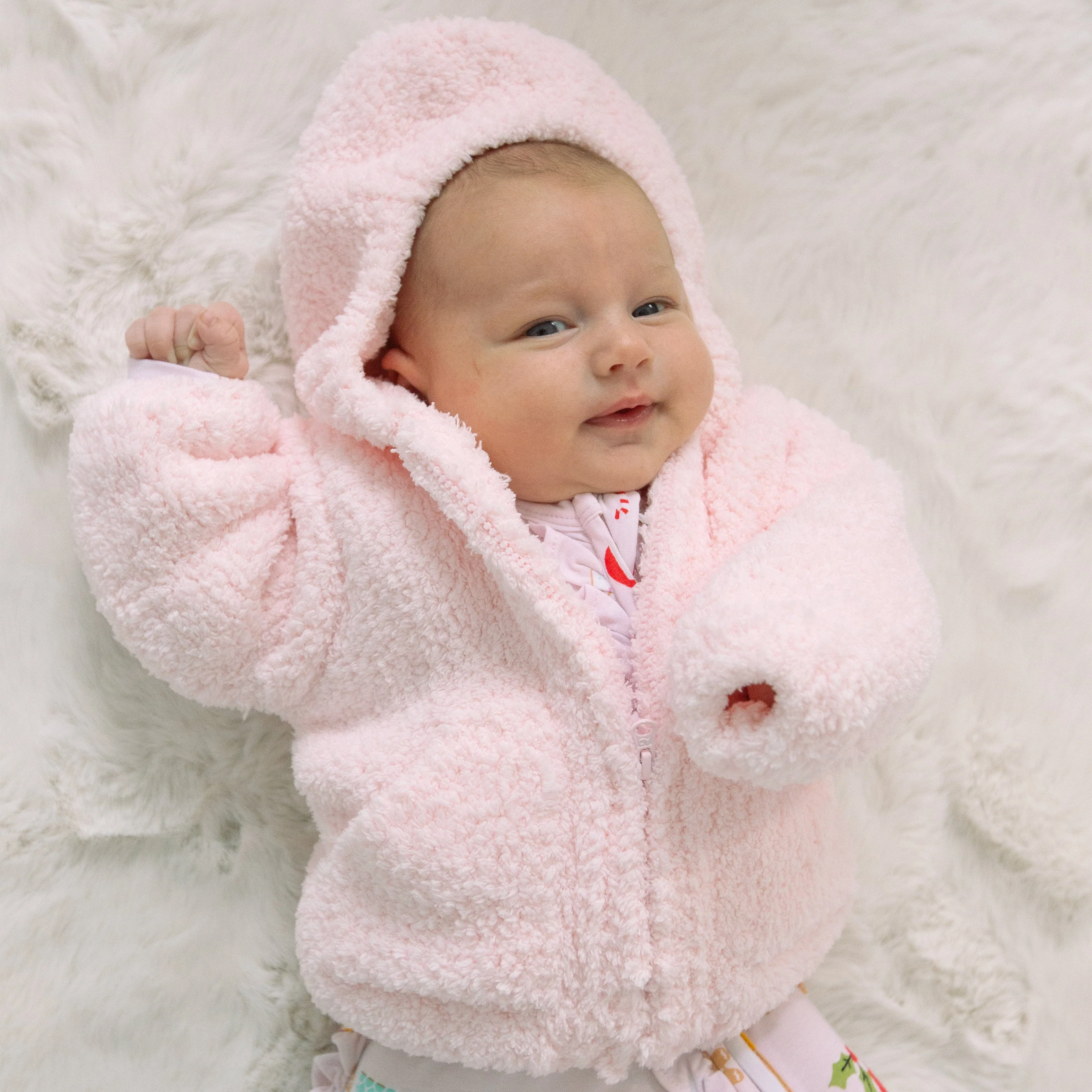 Chenille - Pretty Pink Hooded Jacket - Image 5