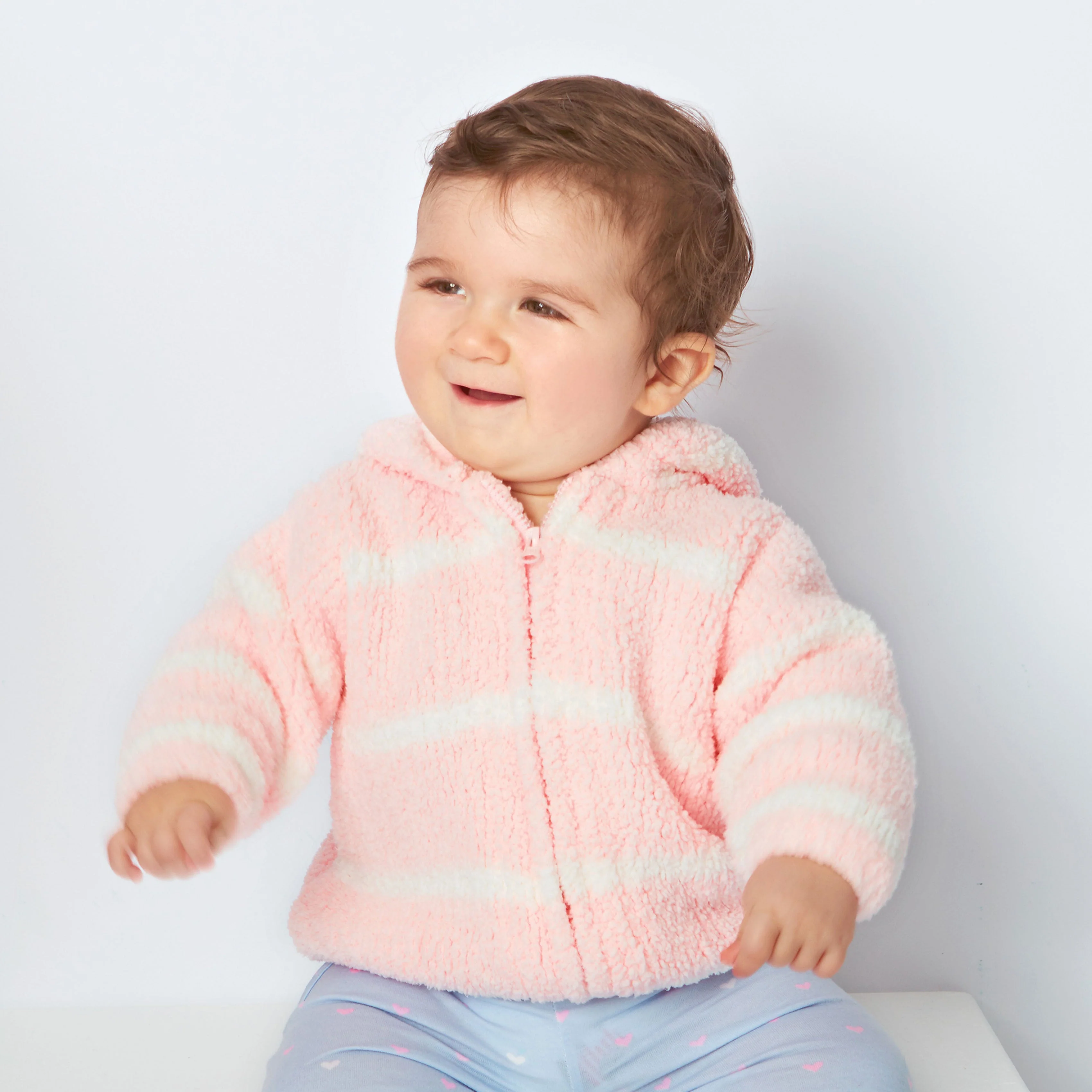 Chenille - Pretty Pink & Ivory Stripe Hooded Jacket - Image 6