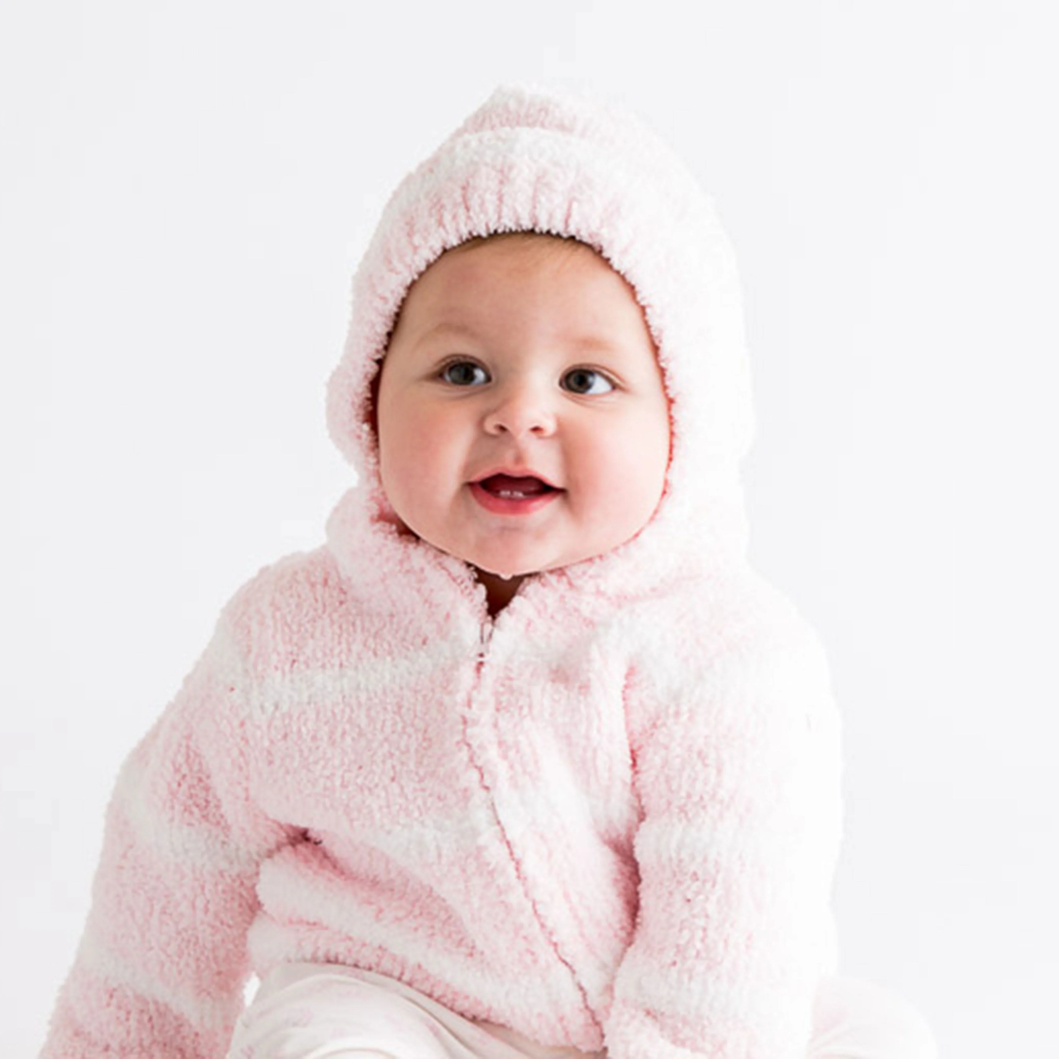 Chenille - Pretty Pink & Ivory Stripe Hooded Jacket - Image 7