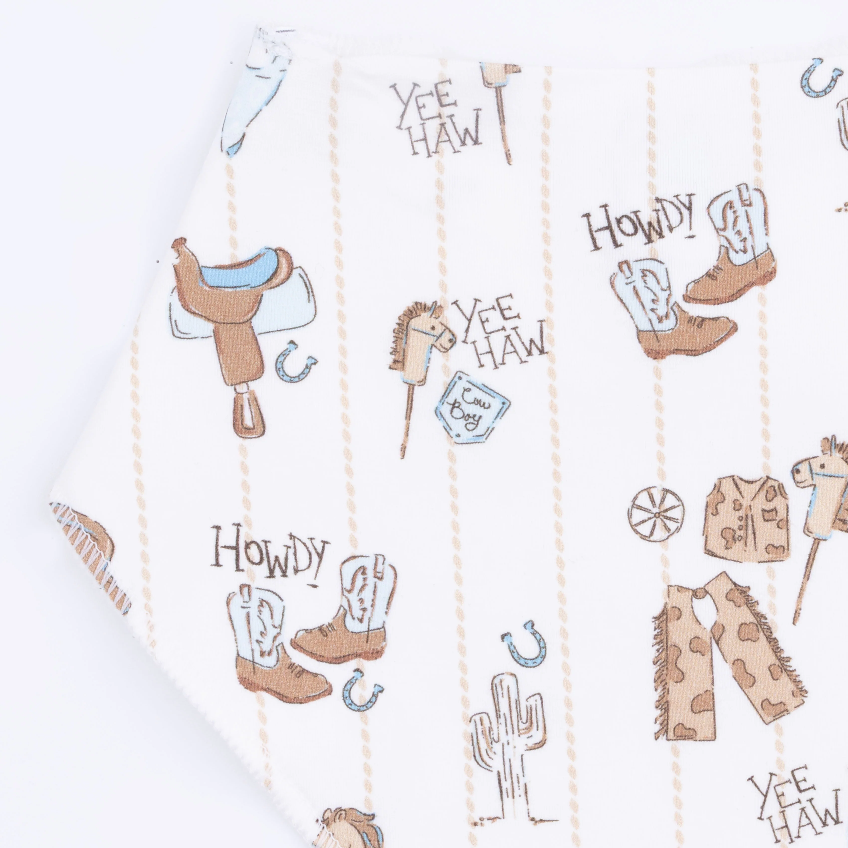 Cowboy Nursery -  2 Way Zipper Footie, Bandana Bib, & Swaddle Blanket Set - Image 8