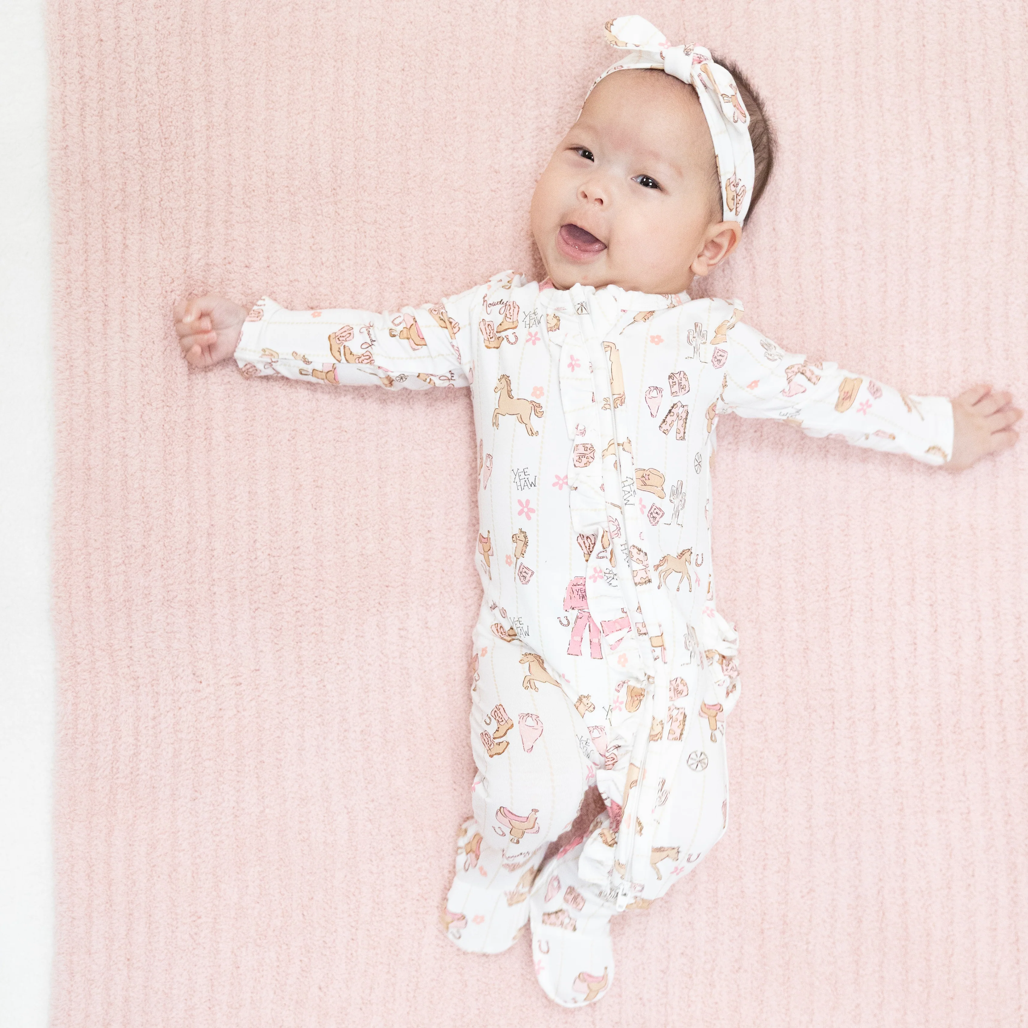 Cowgirl Nursery - 2 Way Ruffle Front Zipper Footie