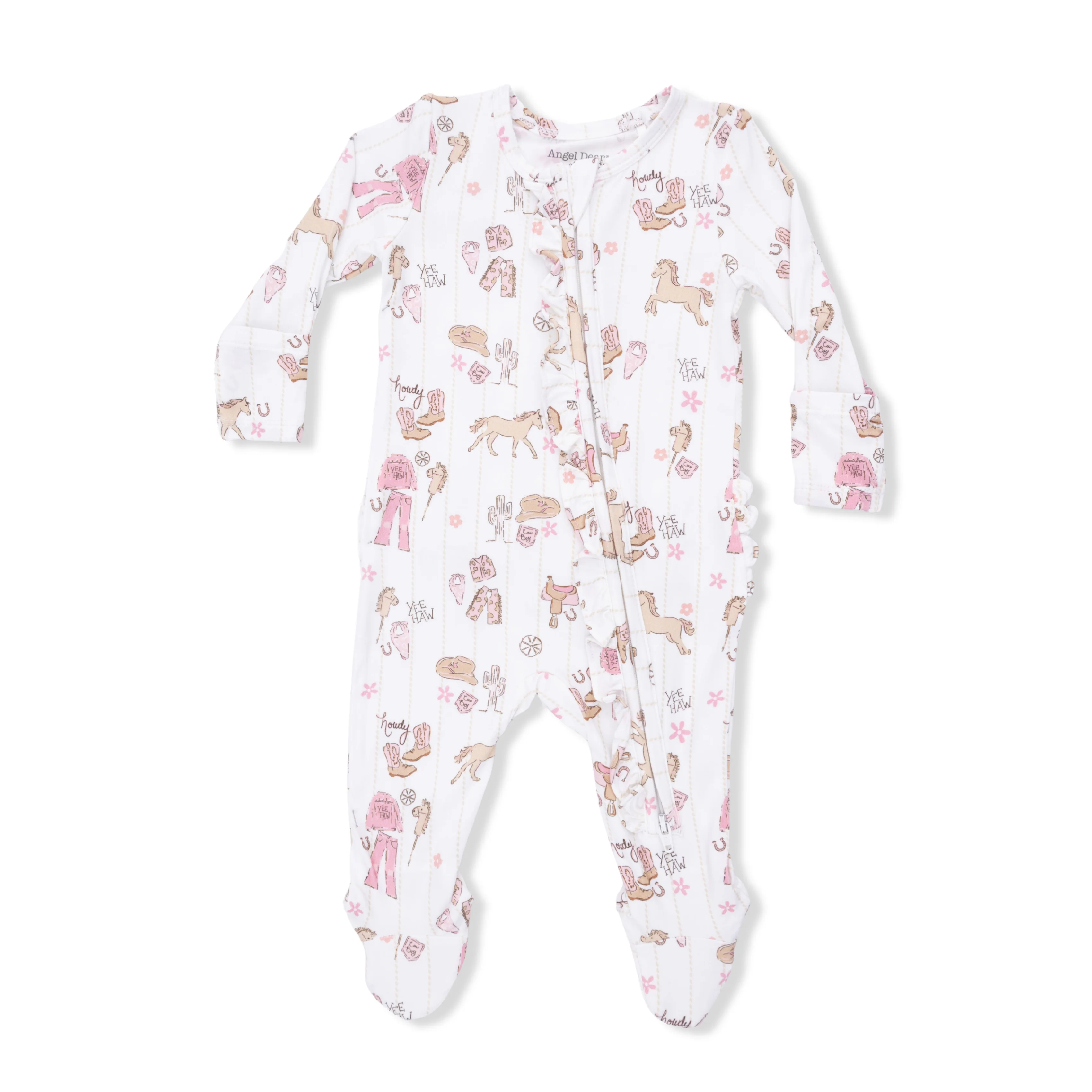 Cowgirl Nursery - 2 Way Ruffle Front Zipper Footie - Image 4