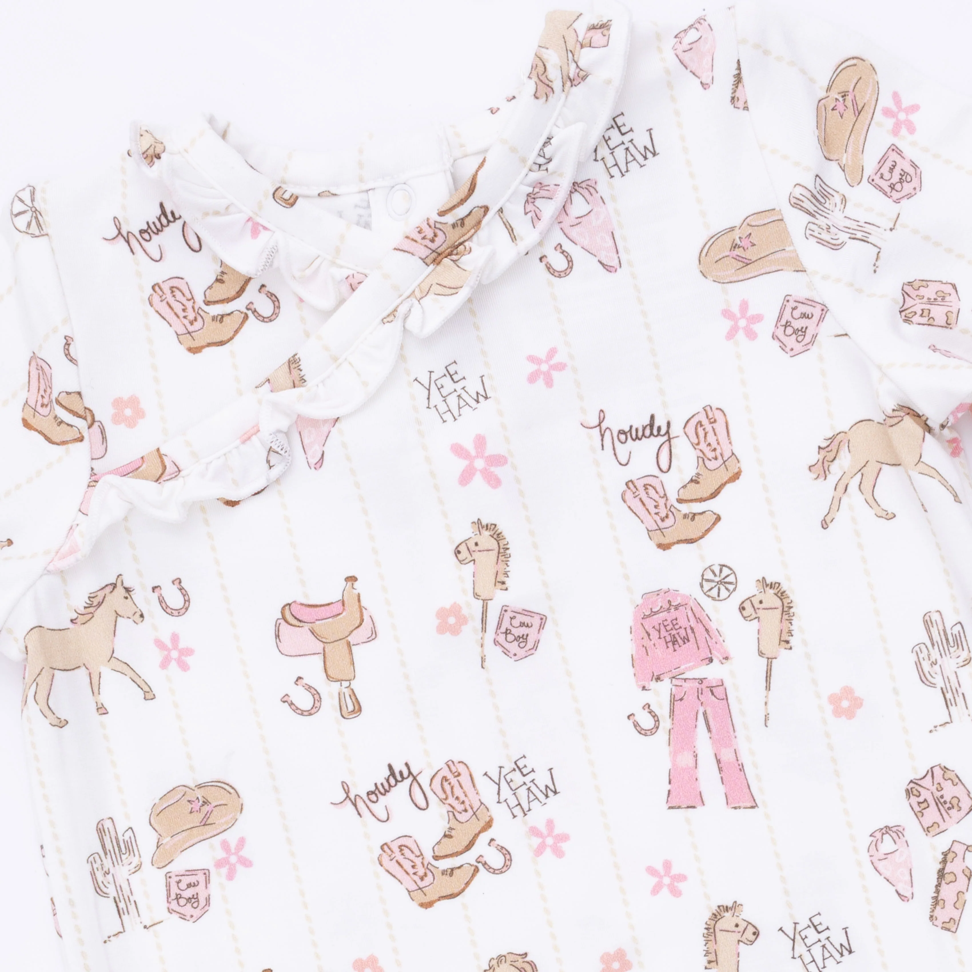 Cowgirl Nursery - Kimono Gown & Ruffle Knotted Hat - Image 5