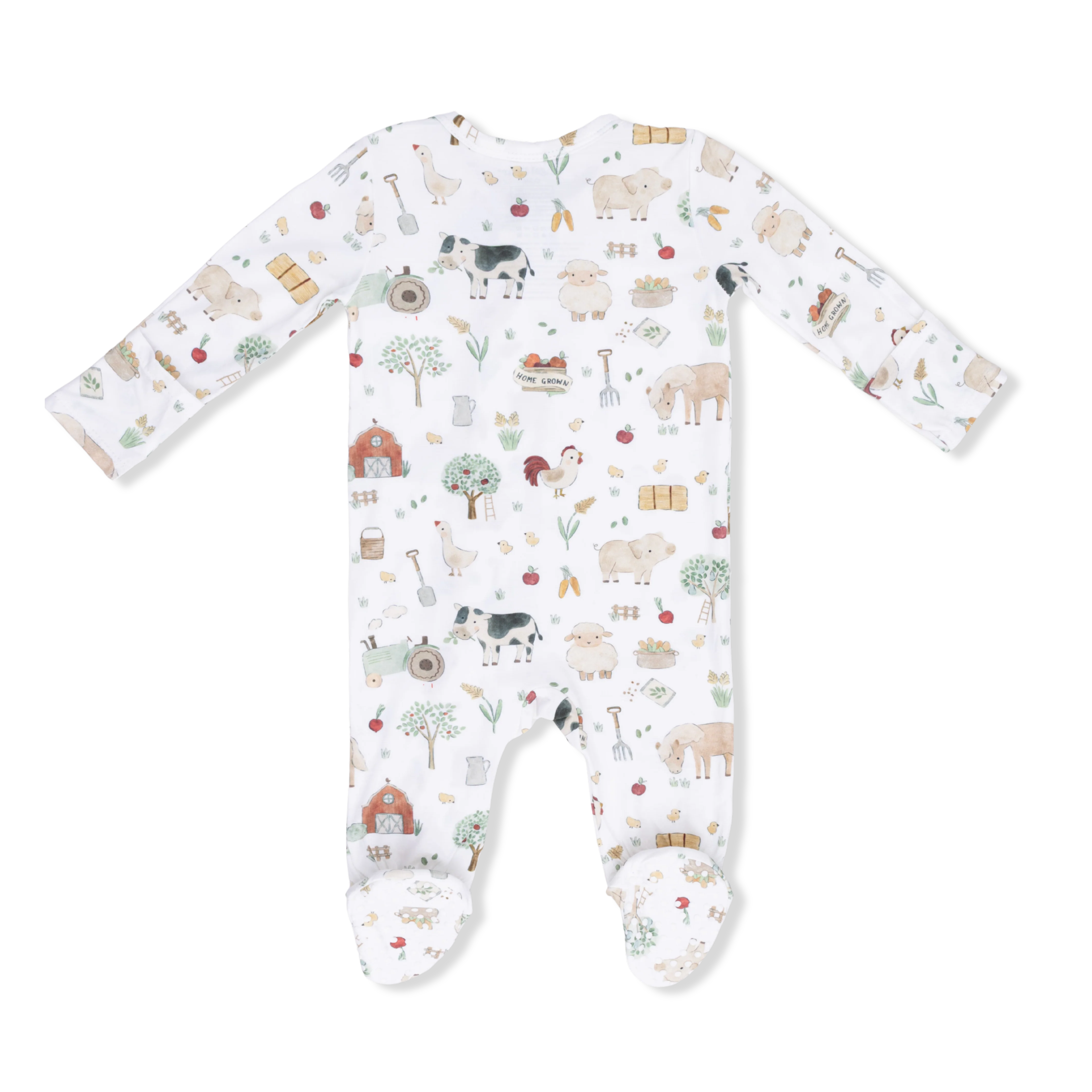 Cute Farm Animals Uni - 2 Way Zipper Footie, Swaddle  & Bandana Bib Set - Image 2