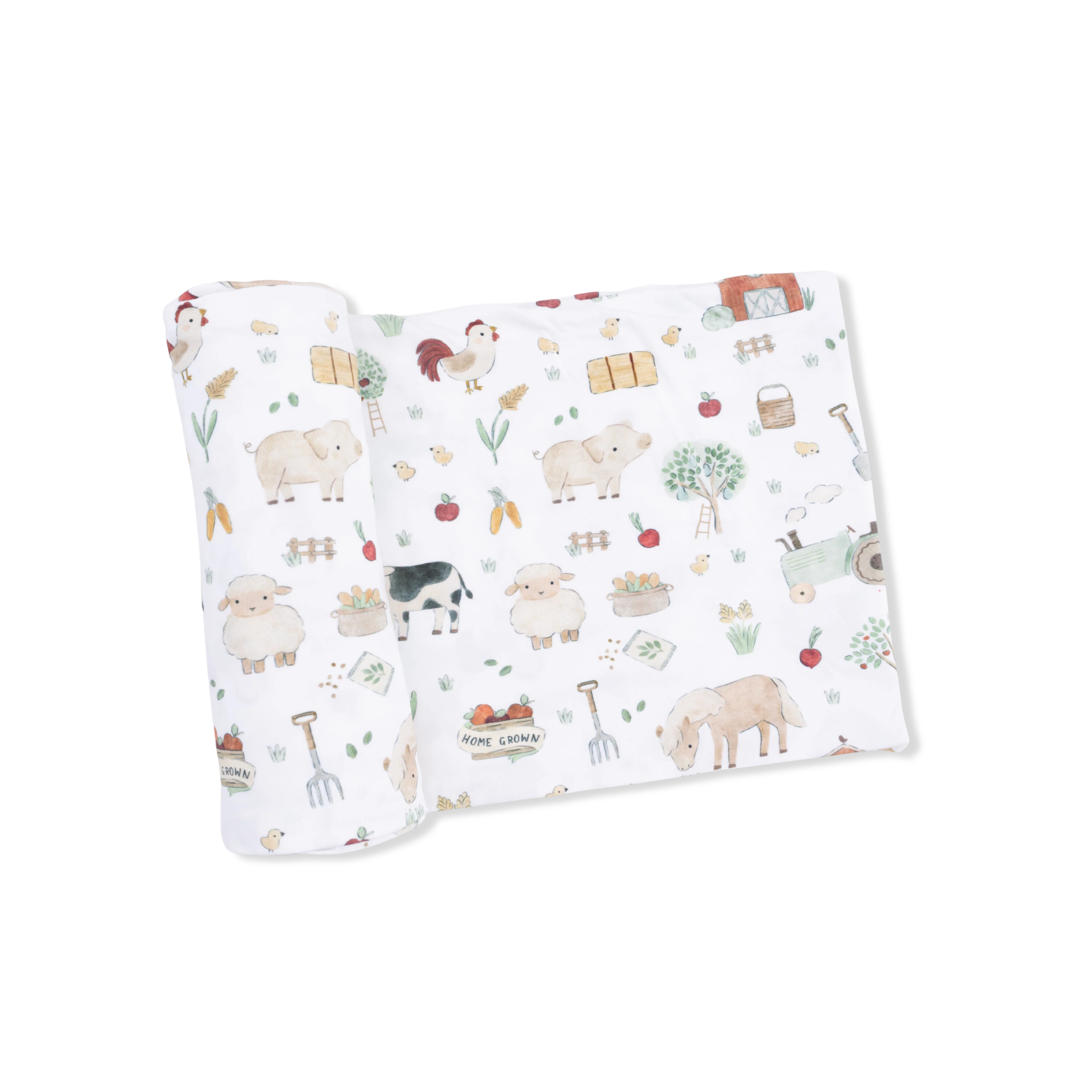 Cute Farm Animals Uni - 2 Way Zipper Footie, Swaddle  & Bandana Bib Set - Image 3