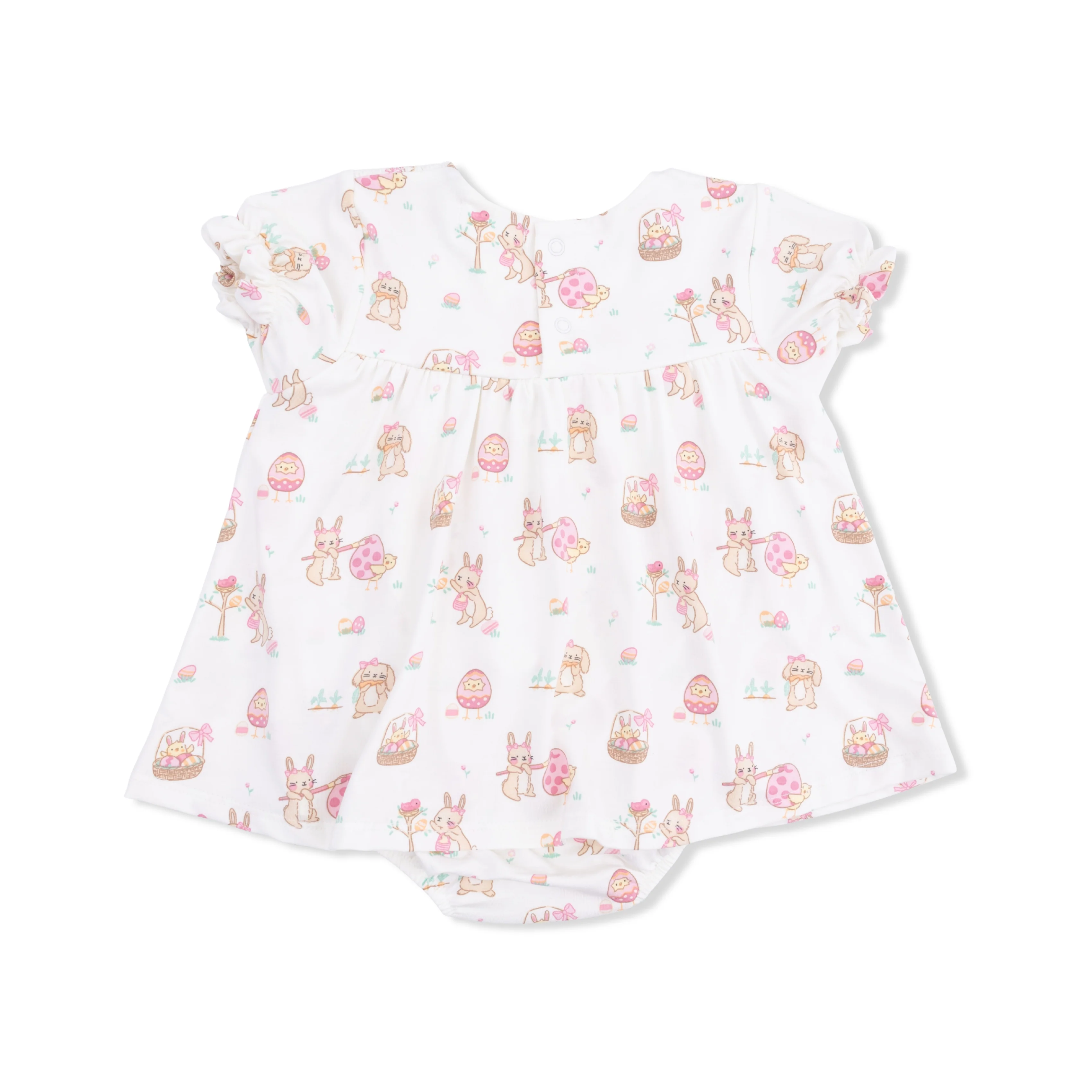 Easter Egg Hunt Pink - Smocked Ruffle Bubble with Skirt - Image 3