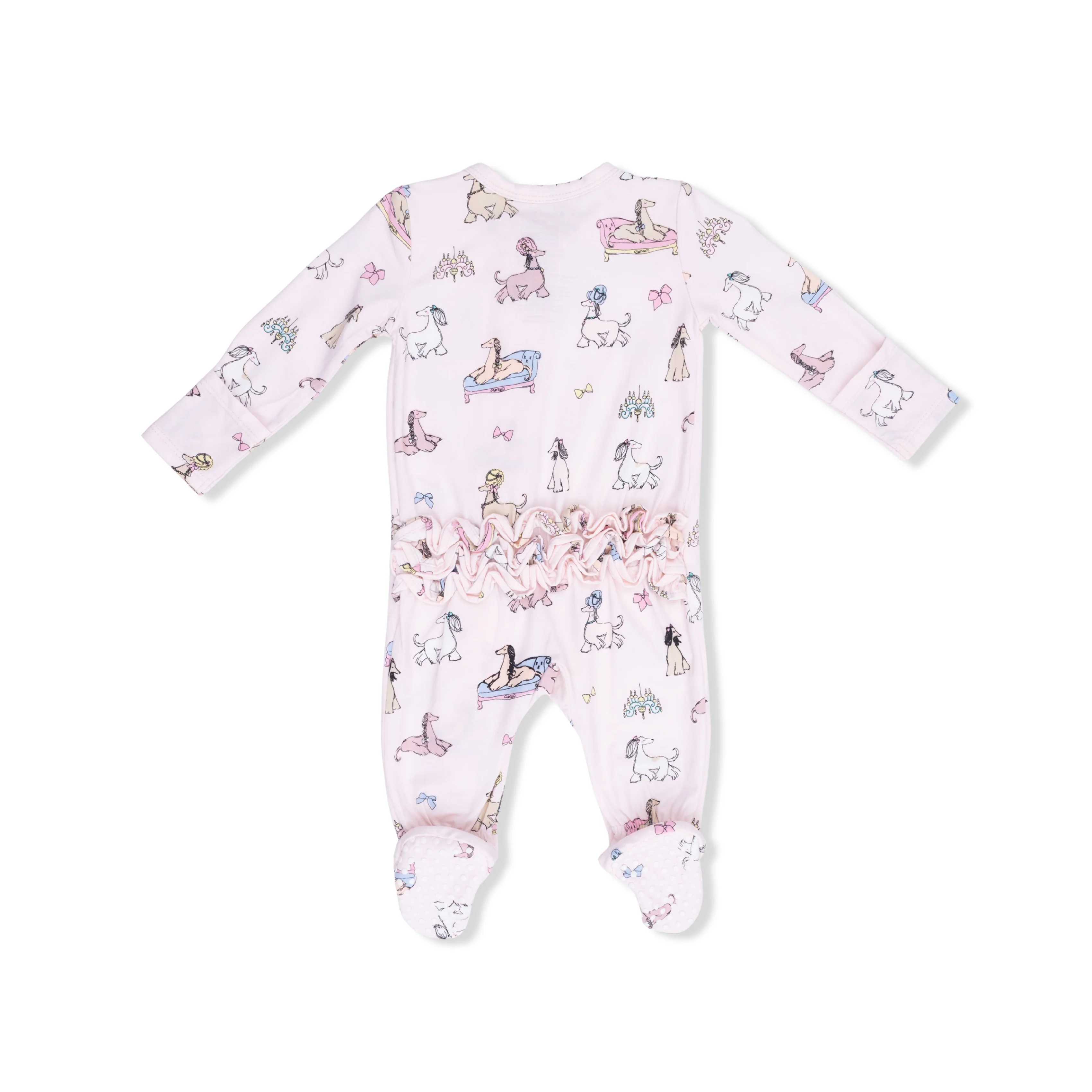 Fancy Hounds with Bows - 2 Way Ruffle Back Zipper Footie - Image 3
