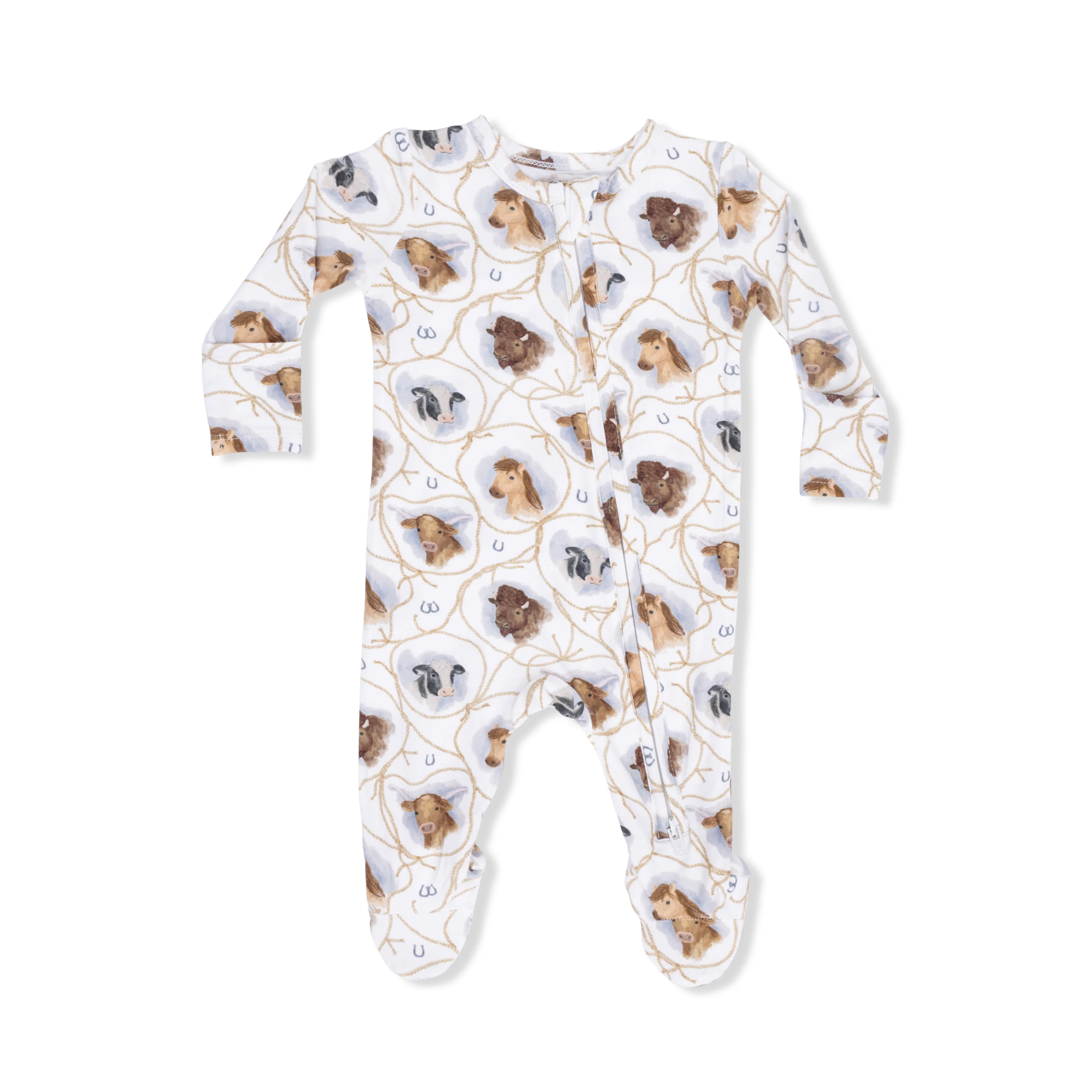 Farm Animals Rope Cameos Uni - 2 Way Zipper Footie - Image 4