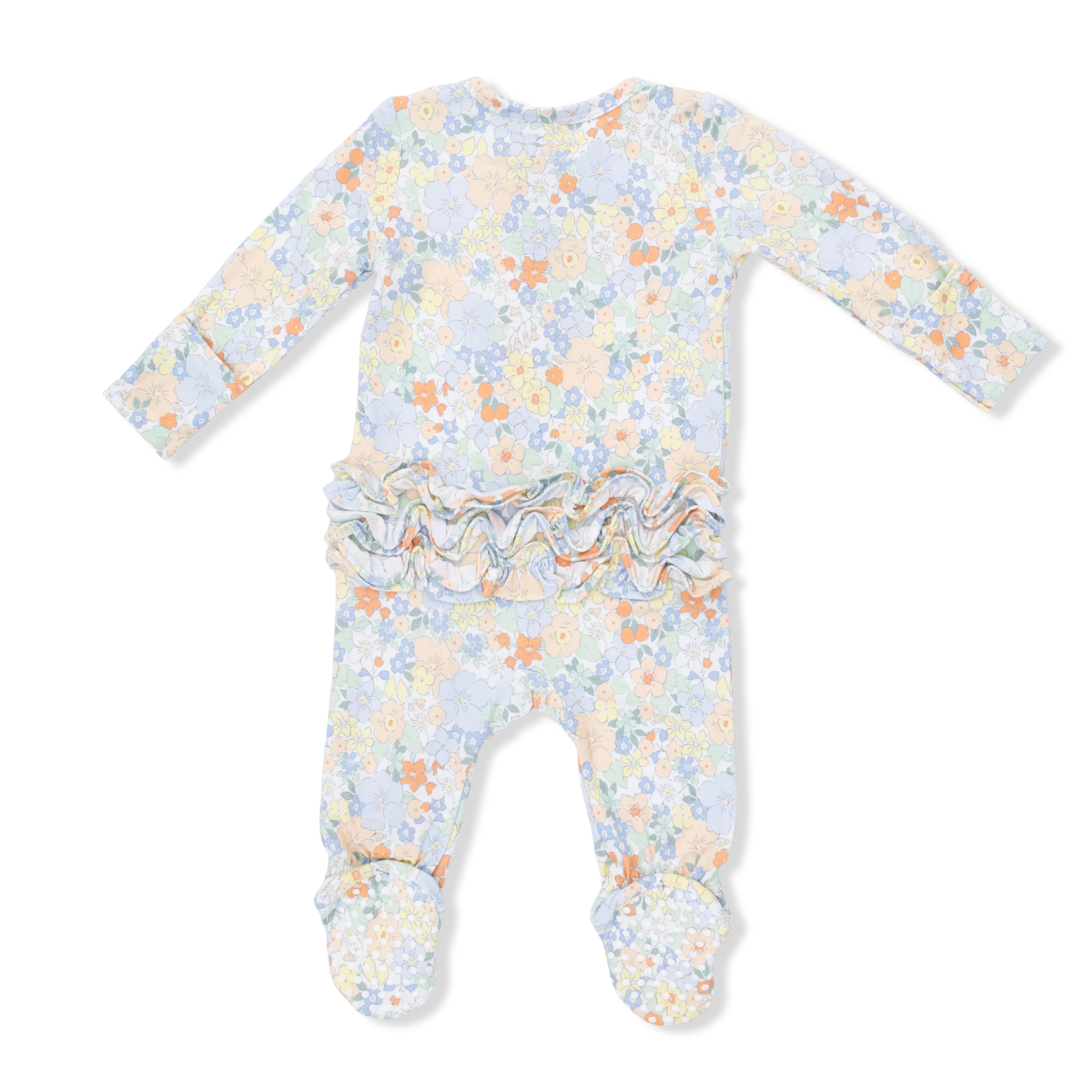 Georgia Floral - 2 Way Ruffle Back Zipper Footie & Headband Set - Image 2