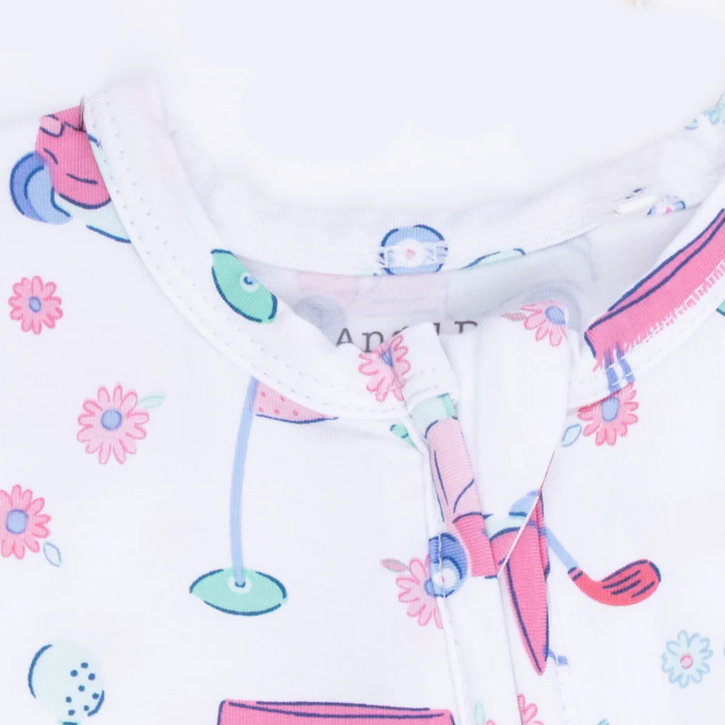Golf Carts and Flowers - 2 Way Ruffle Back Zipper Footie - Image 5