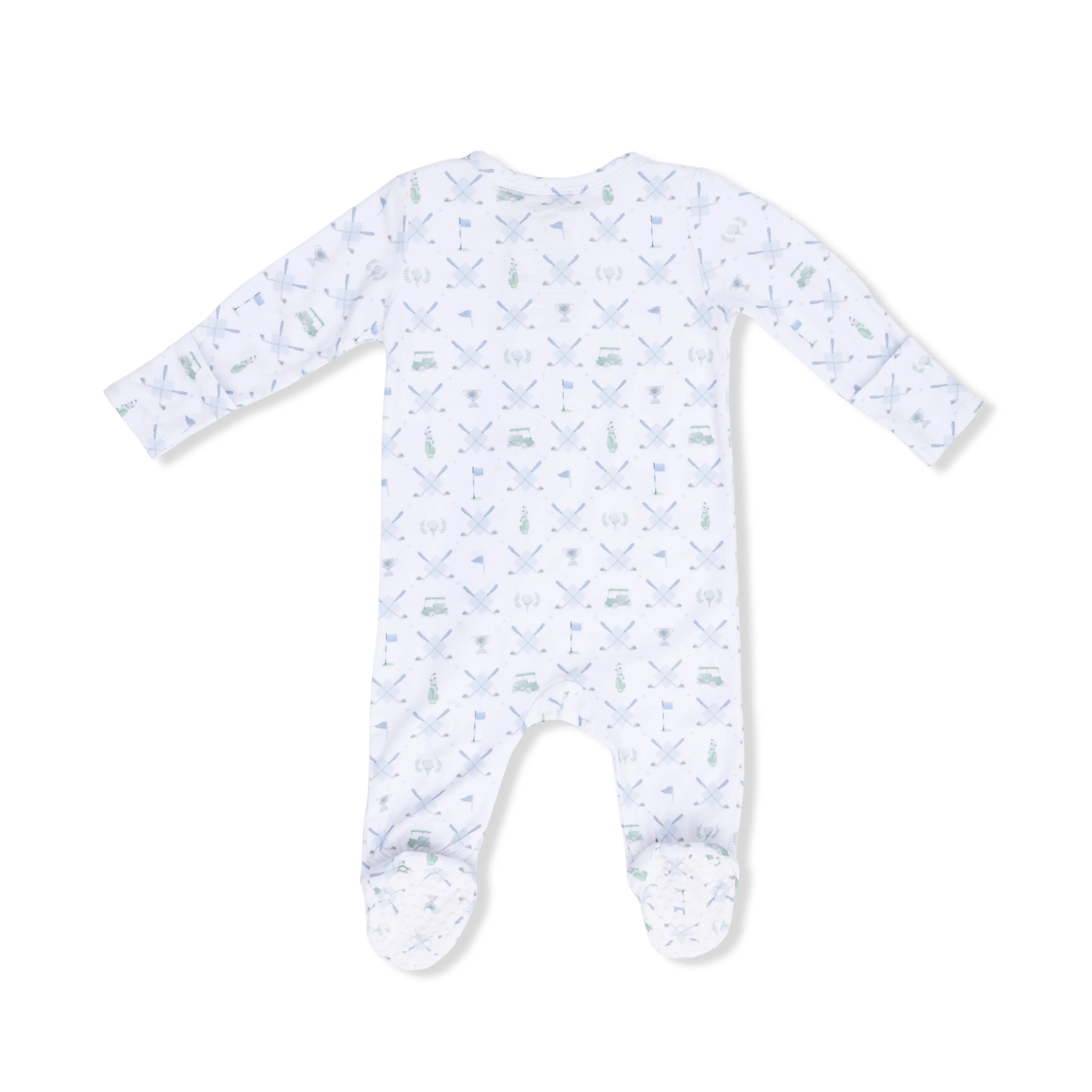 Golf Trellis Blue - 2 Way Zipper Footie - Image 3
