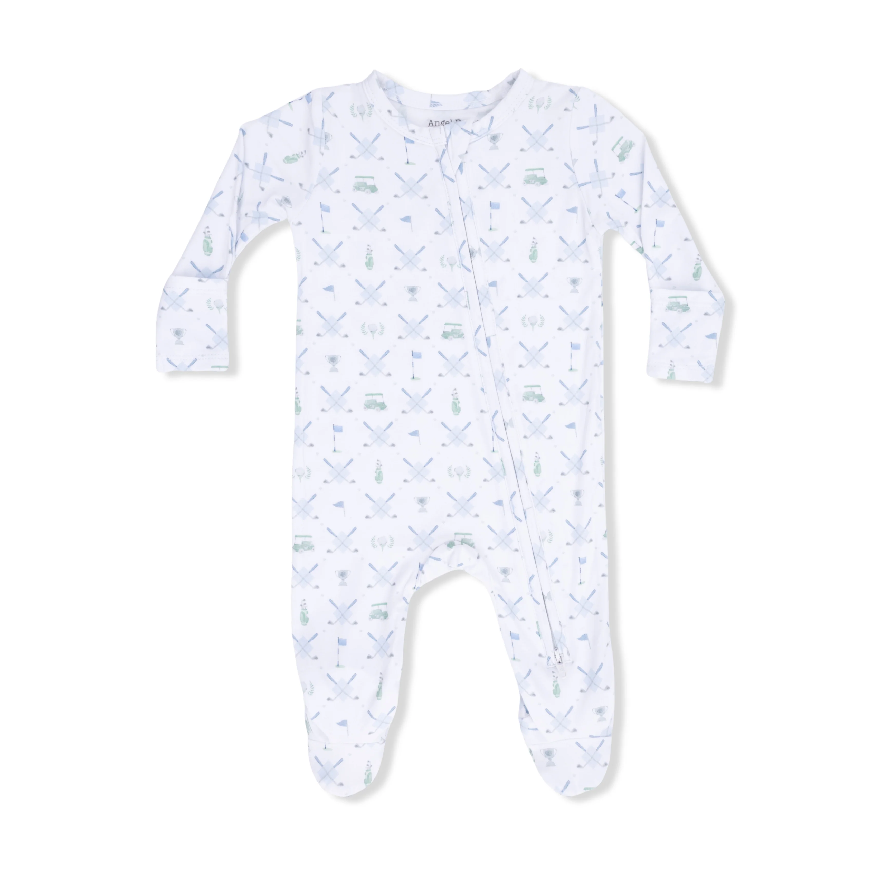 Golf Trellis Blue - 2 Way Zipper Footie - Image 4