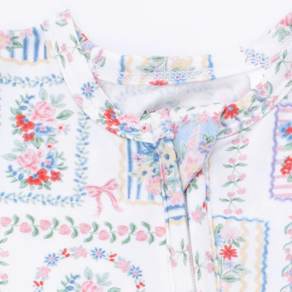 Julep's Floral Patchwork - 2 Way Ruffle Back Zipper Footie - Image 6