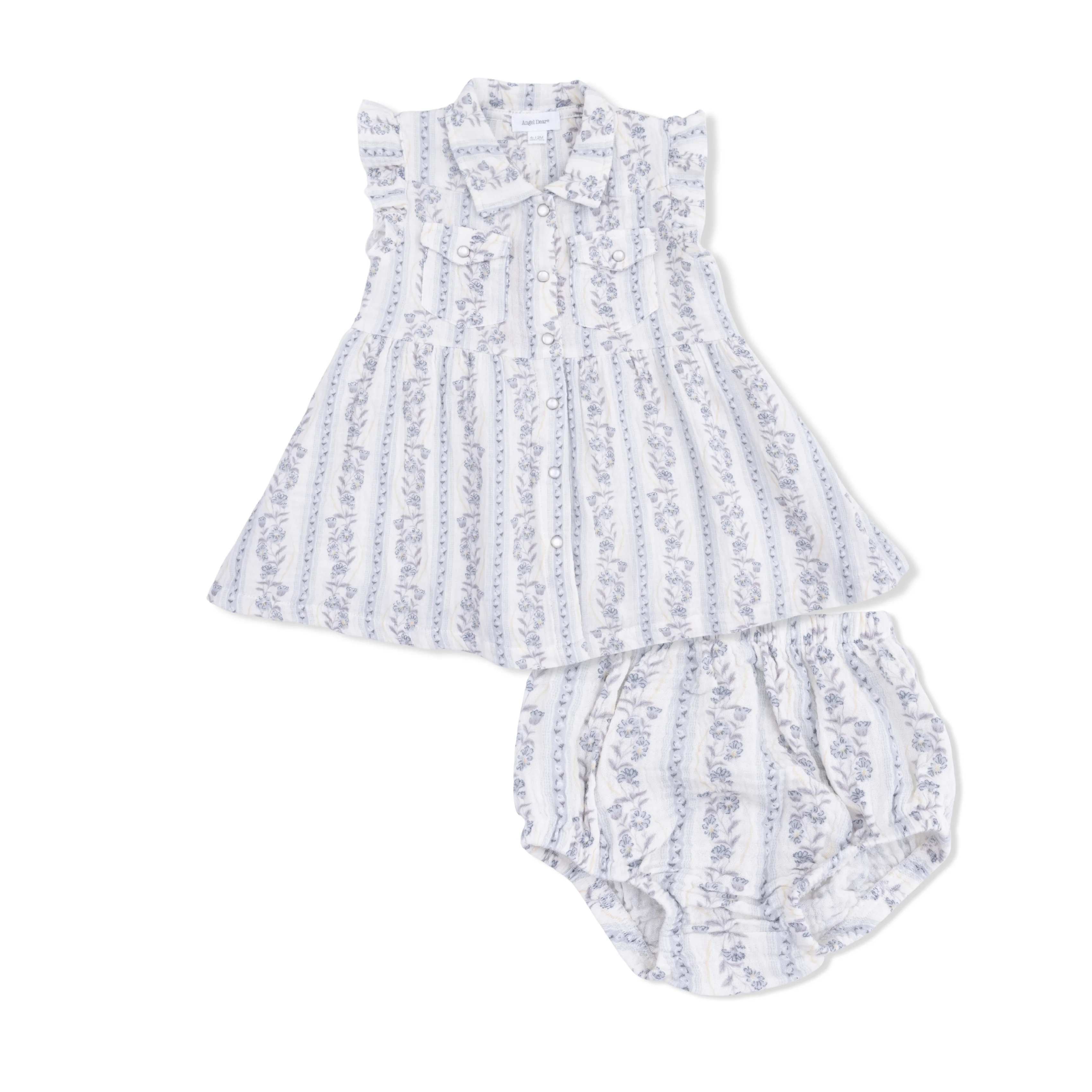 Kimberly Floral Stripe - Western Pearl Snap Dress & Bloomer - Image 2