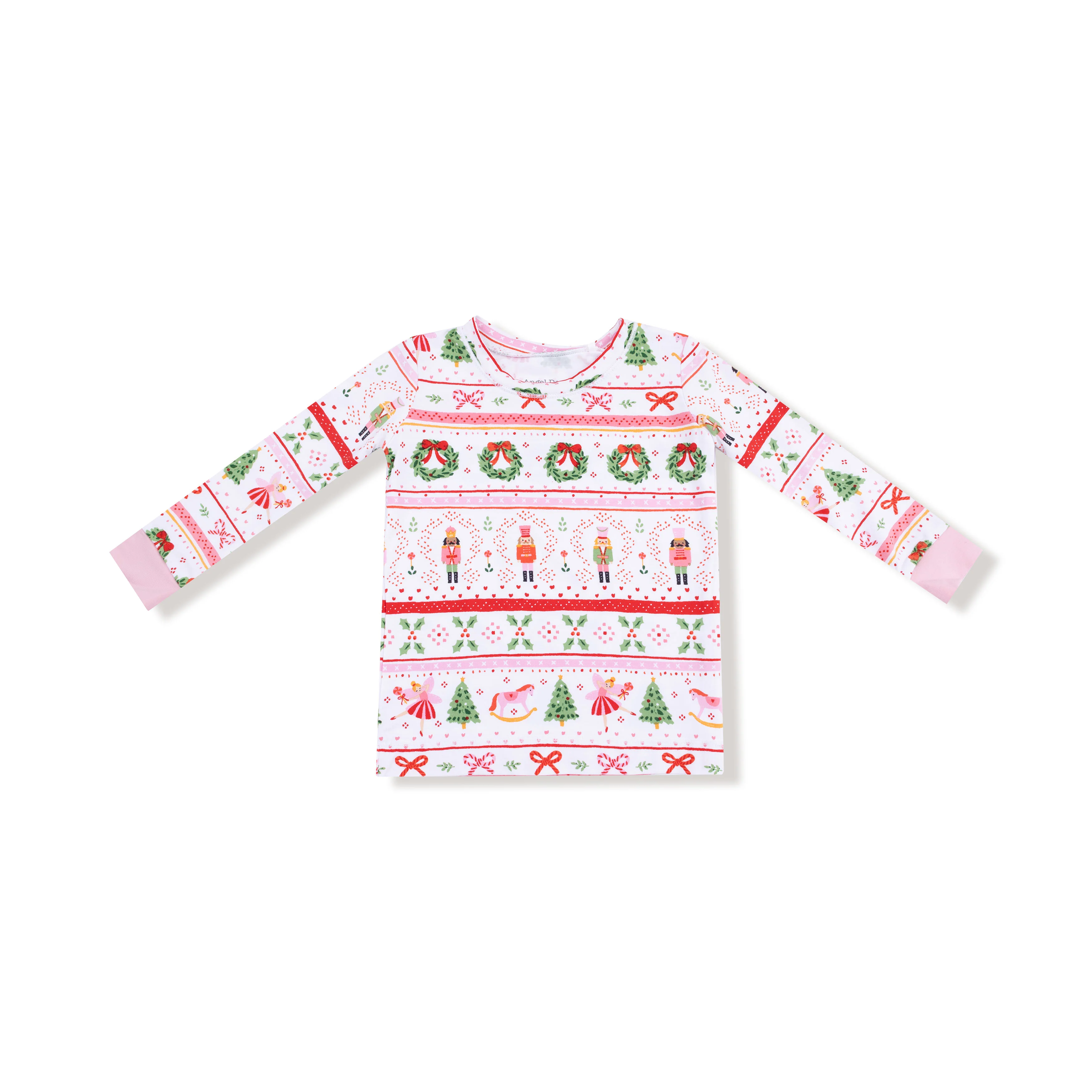 Sugar Plum Fairy - Nutcracker Fair Isle - Pink - Long Sleeve Loungewear Set - Image 3