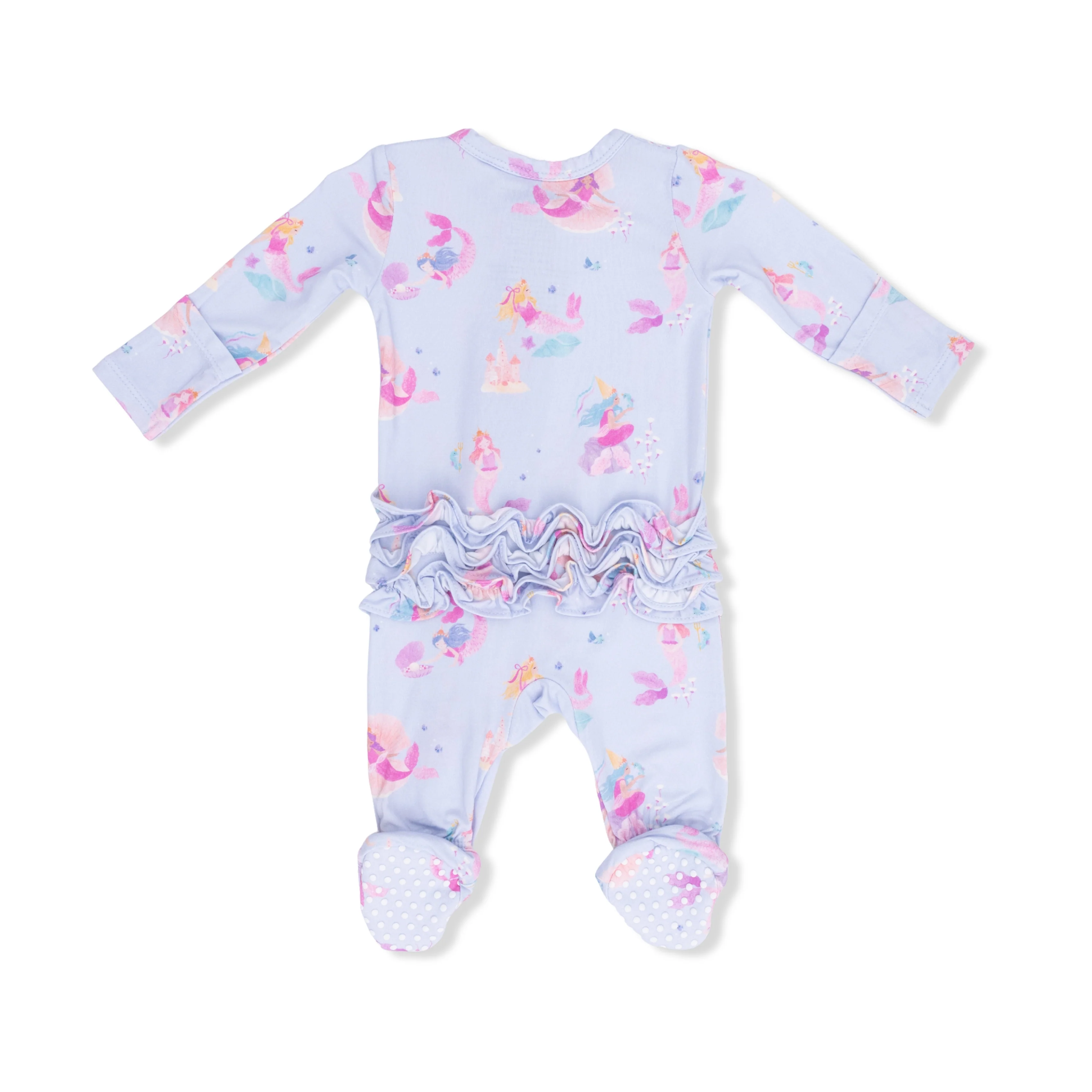 Mermaid Princesses - 2 Way Ruffle Back Zipper Footie - Image 3