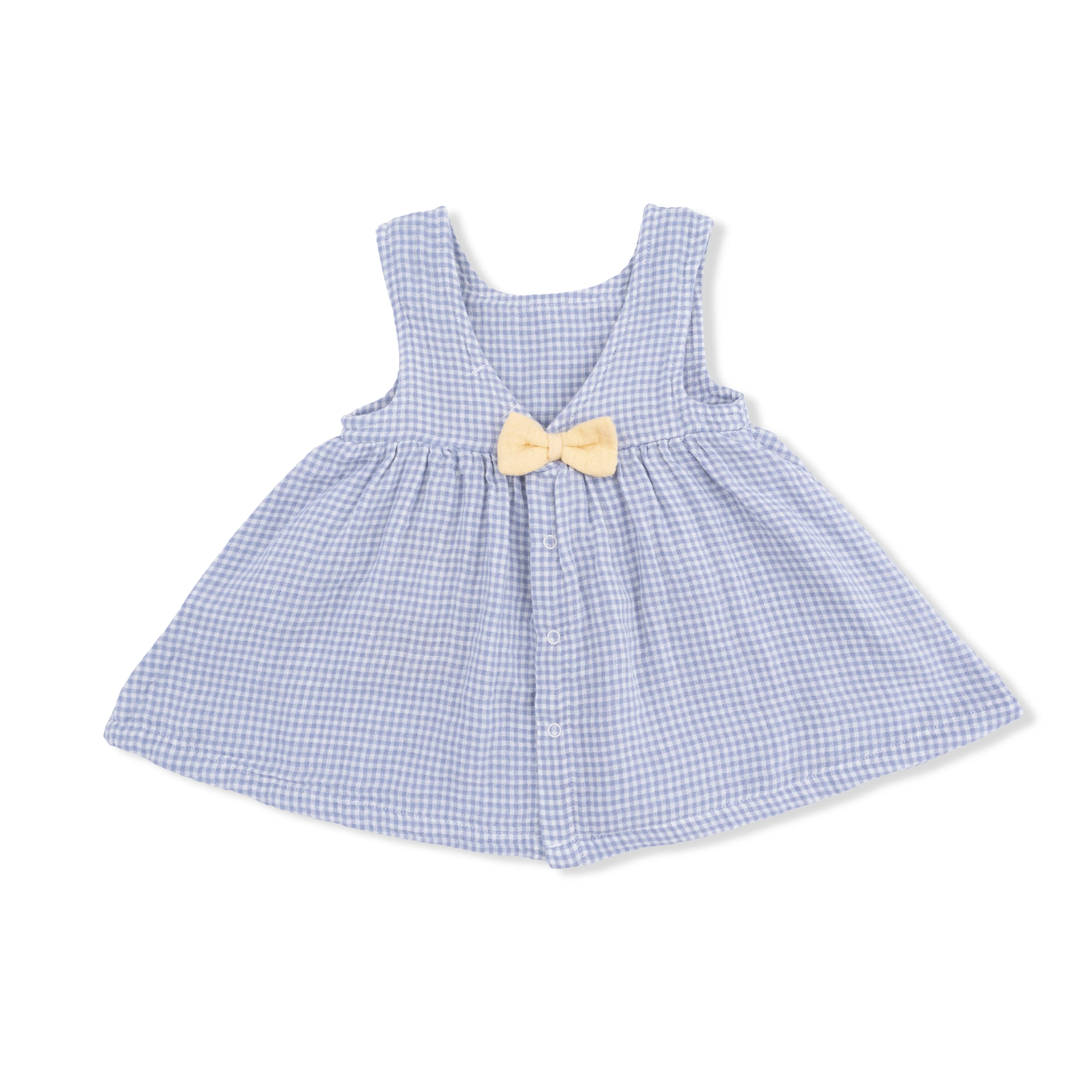 Micro Gingham Blue Blizzard - Infant Dress with Bow and Bloomer - Image 4