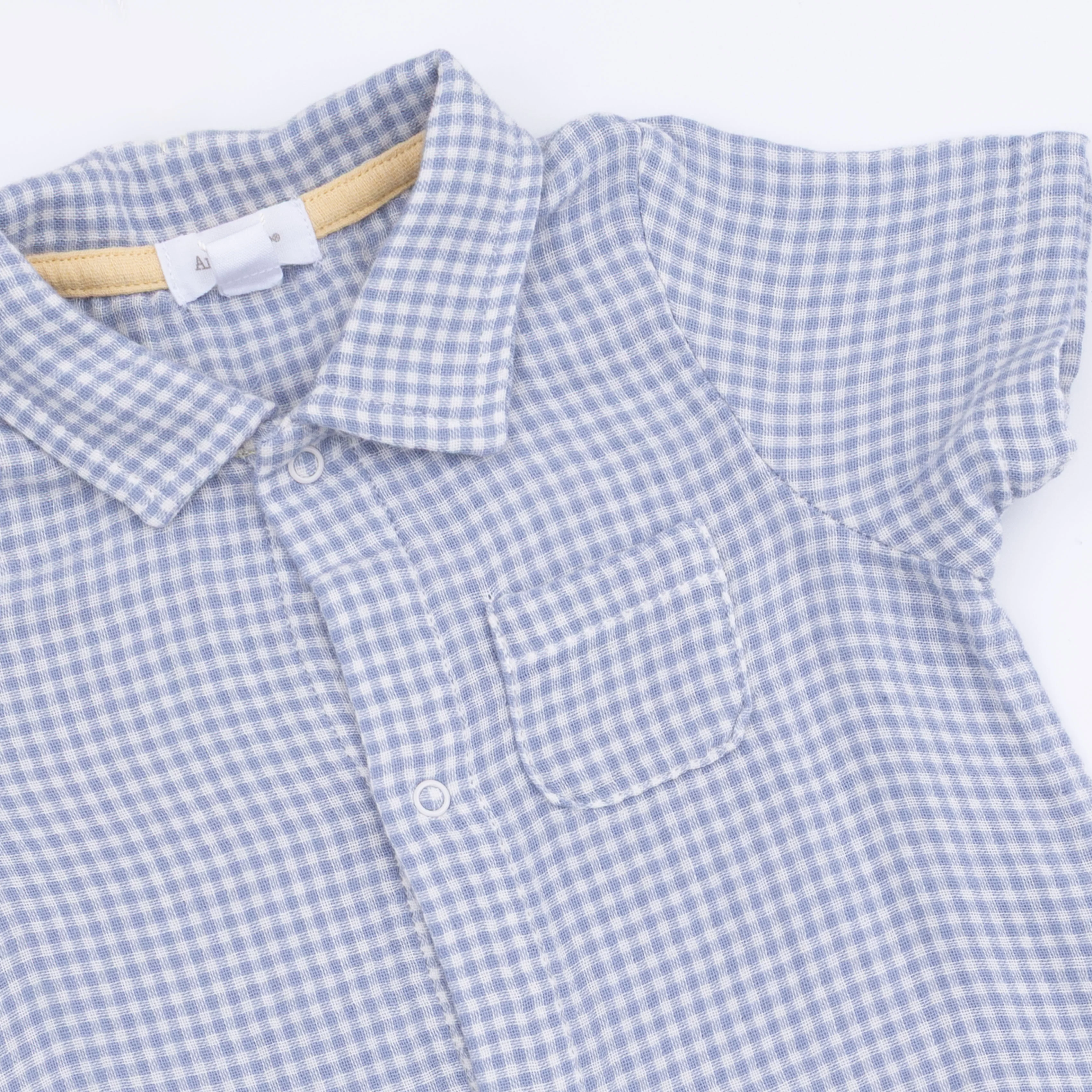 Micro Gingham Blue Blizzard - Polo Shortie - Image 4