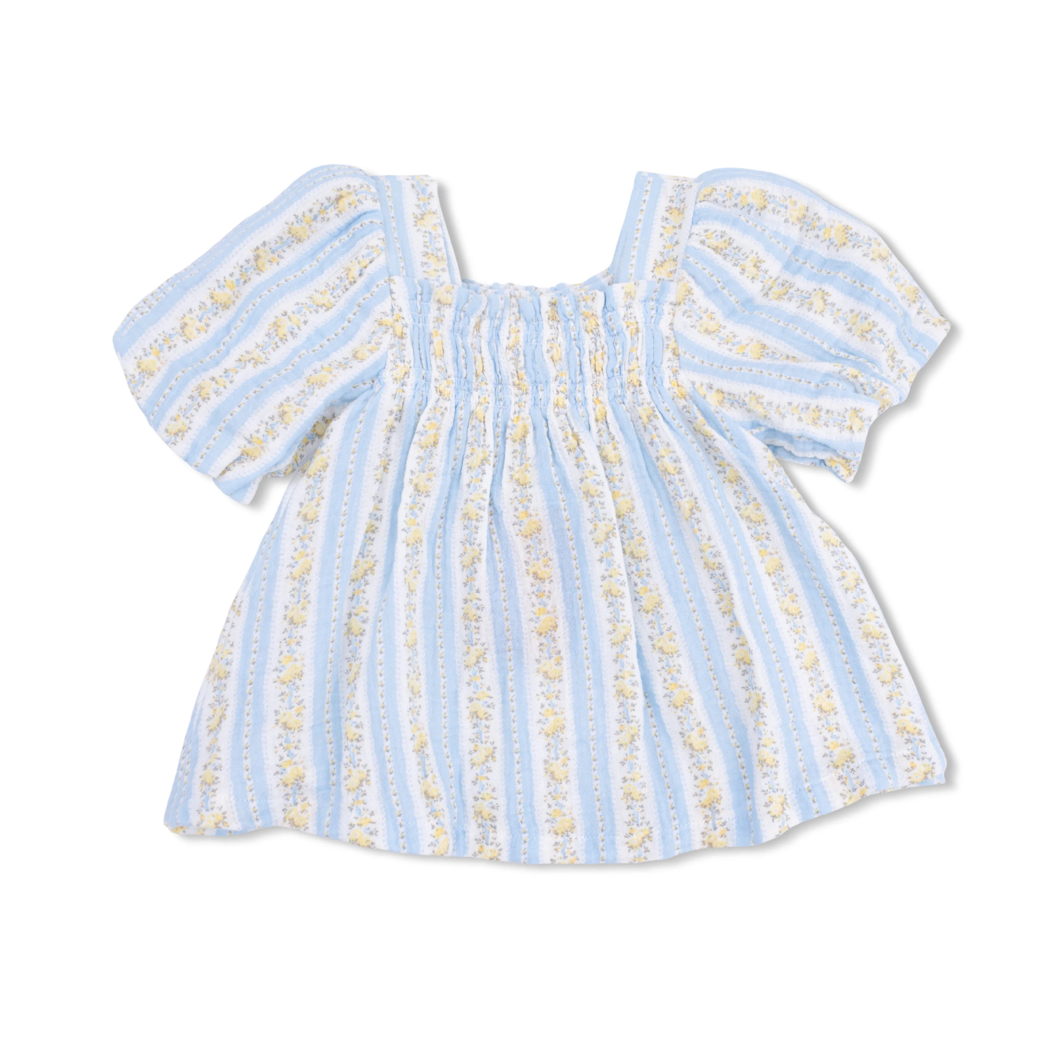 Odalys Floral Stripe - Puff Sleeve Baby Doll Dress and Bloomer - Image 3