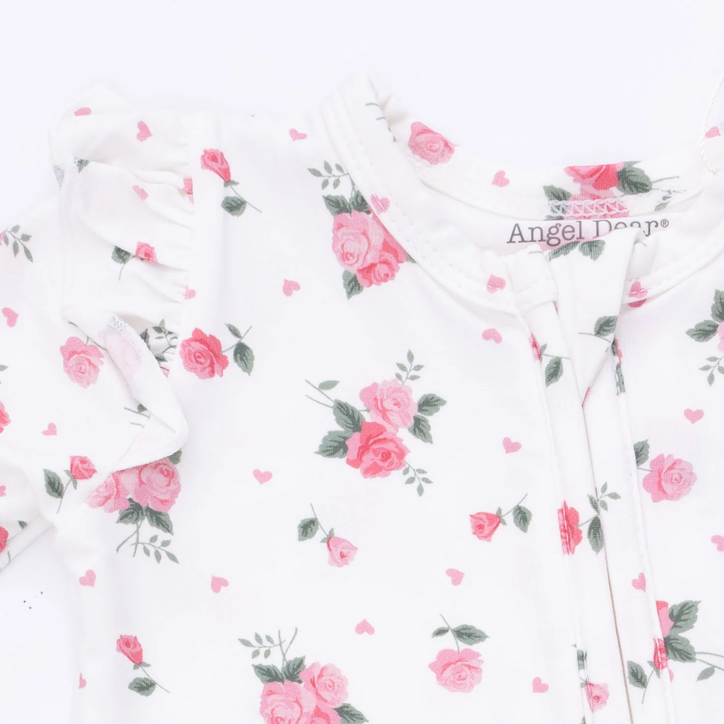 Pink Rosettes - 2 Way Ruffle Sleeve Zipper Footie - Image 5