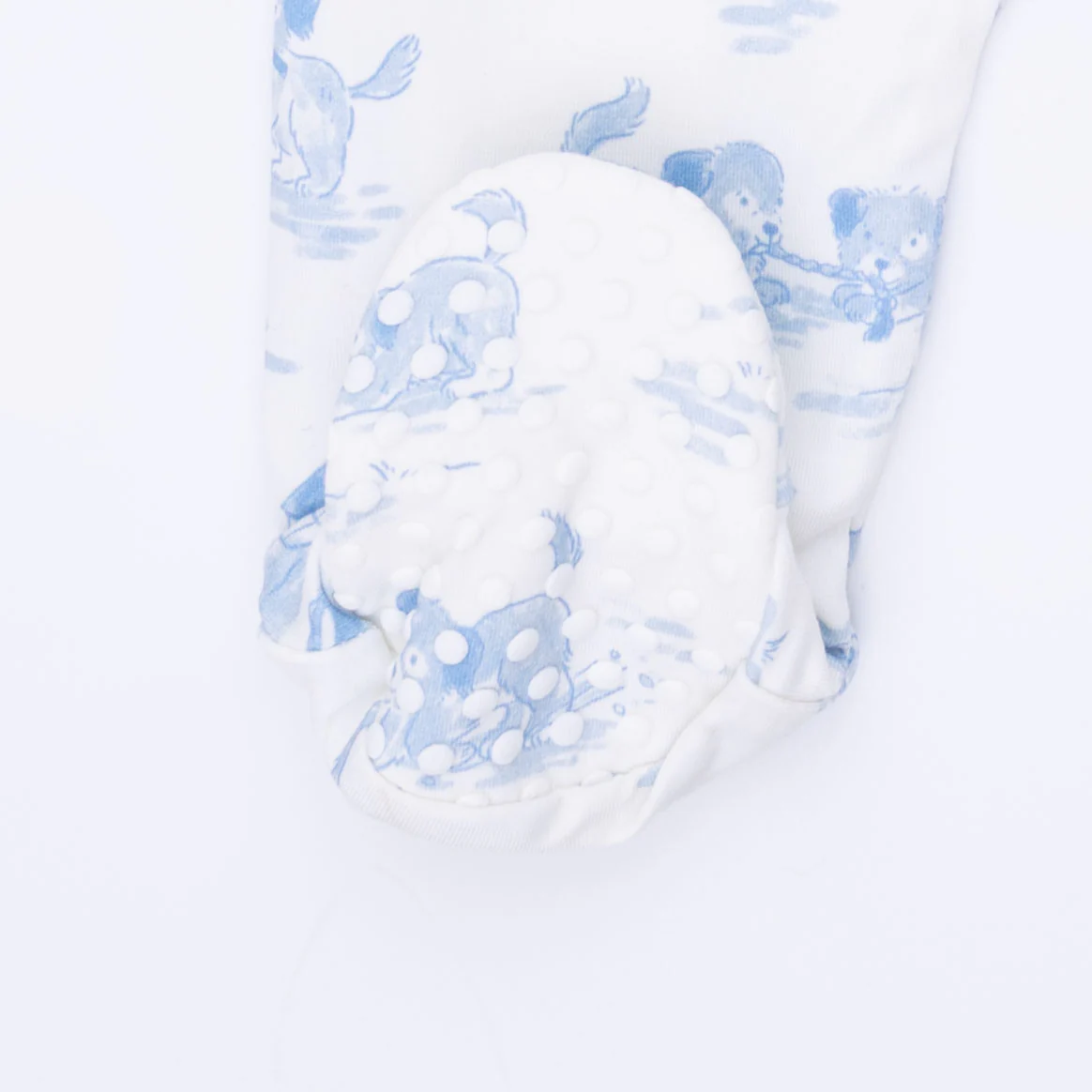 Puppy Toile Blue -  2 Way Zipper Footie, Swaddle  & Bandana Bib Set - Image 6