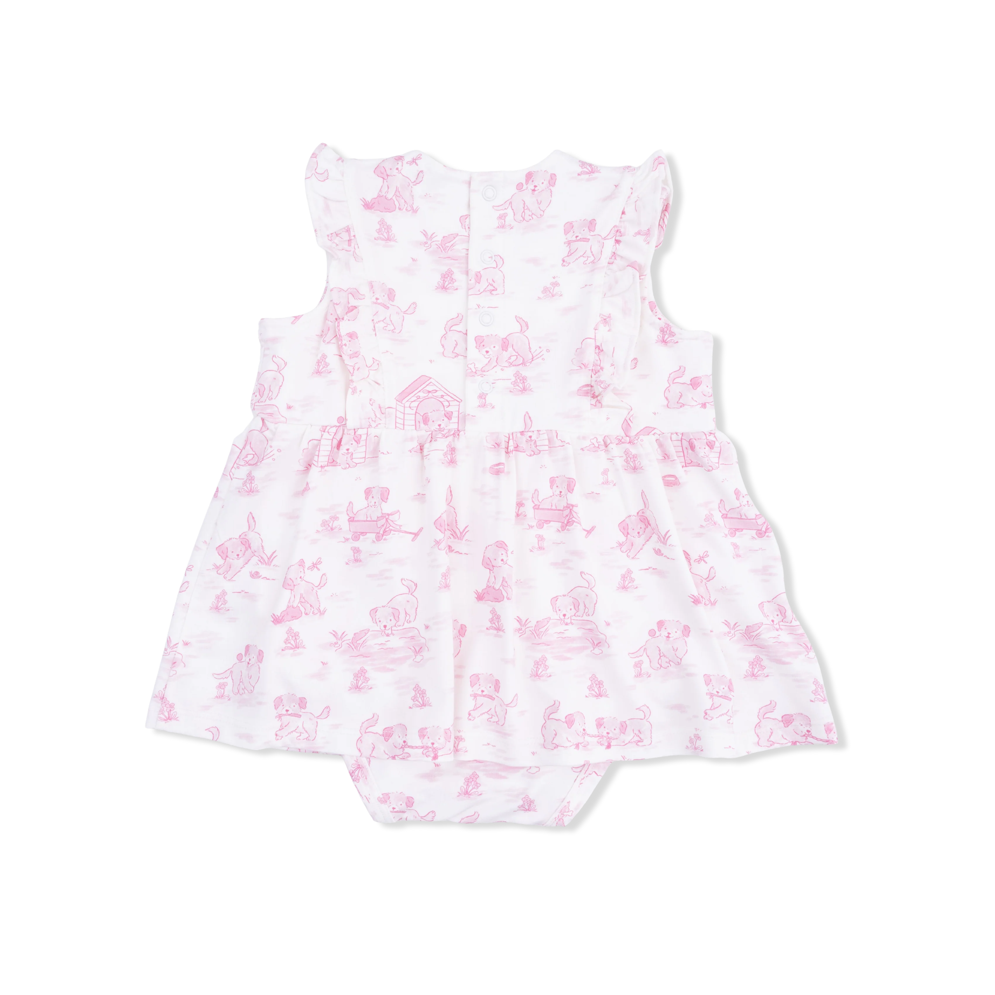 Puppy Toile Pink - Ruffle Bodysuit Dress - Image 3