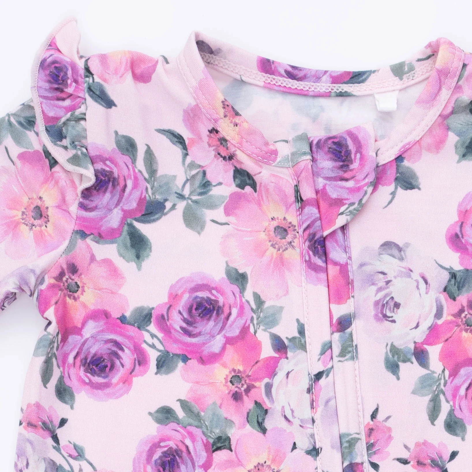 Rose Abundance - 2 Way Ruffle Sleeve Zipper Footie - Image 4