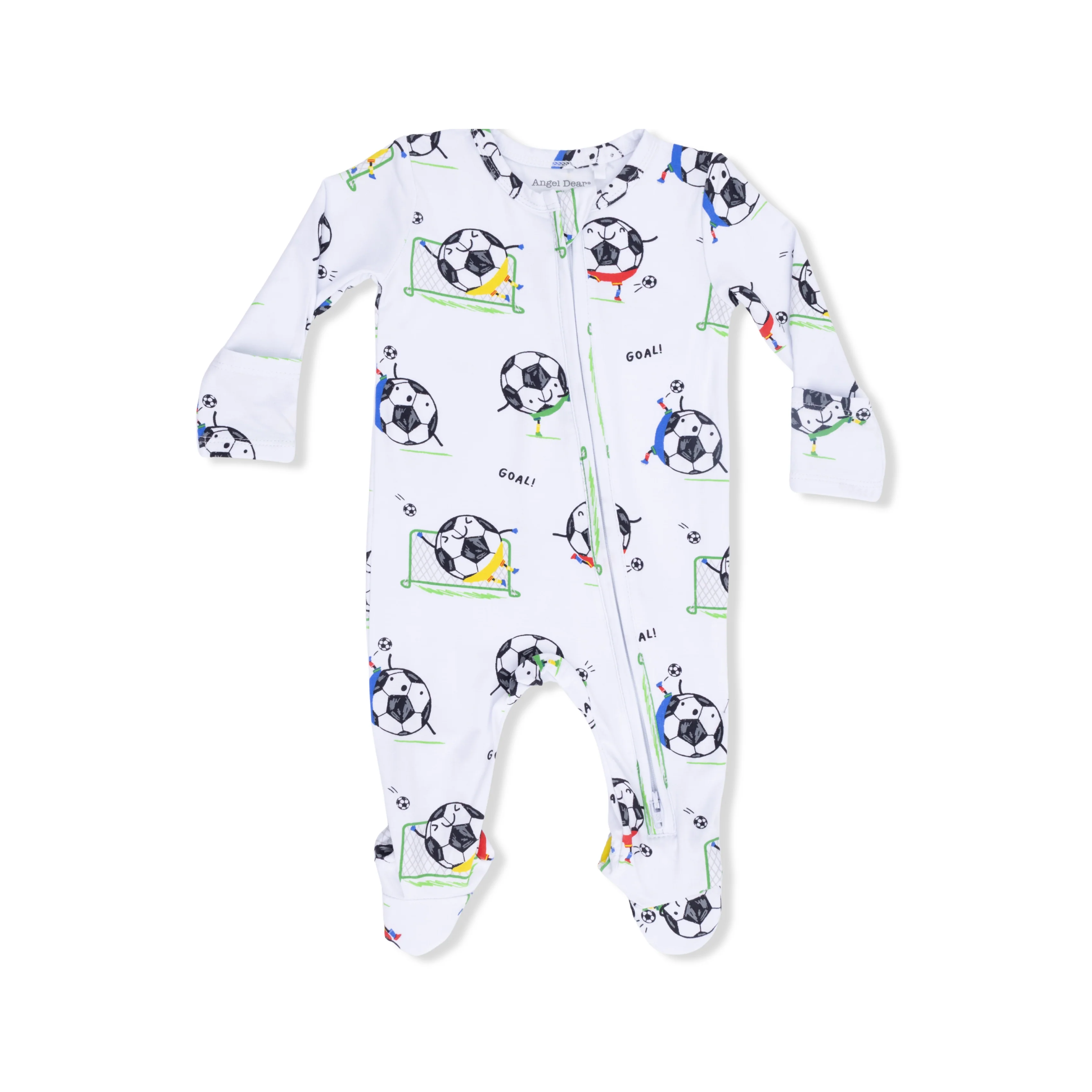 Soccer Balls Playing Soccer Blue - 2 Way Zipper Footie - Image 4
