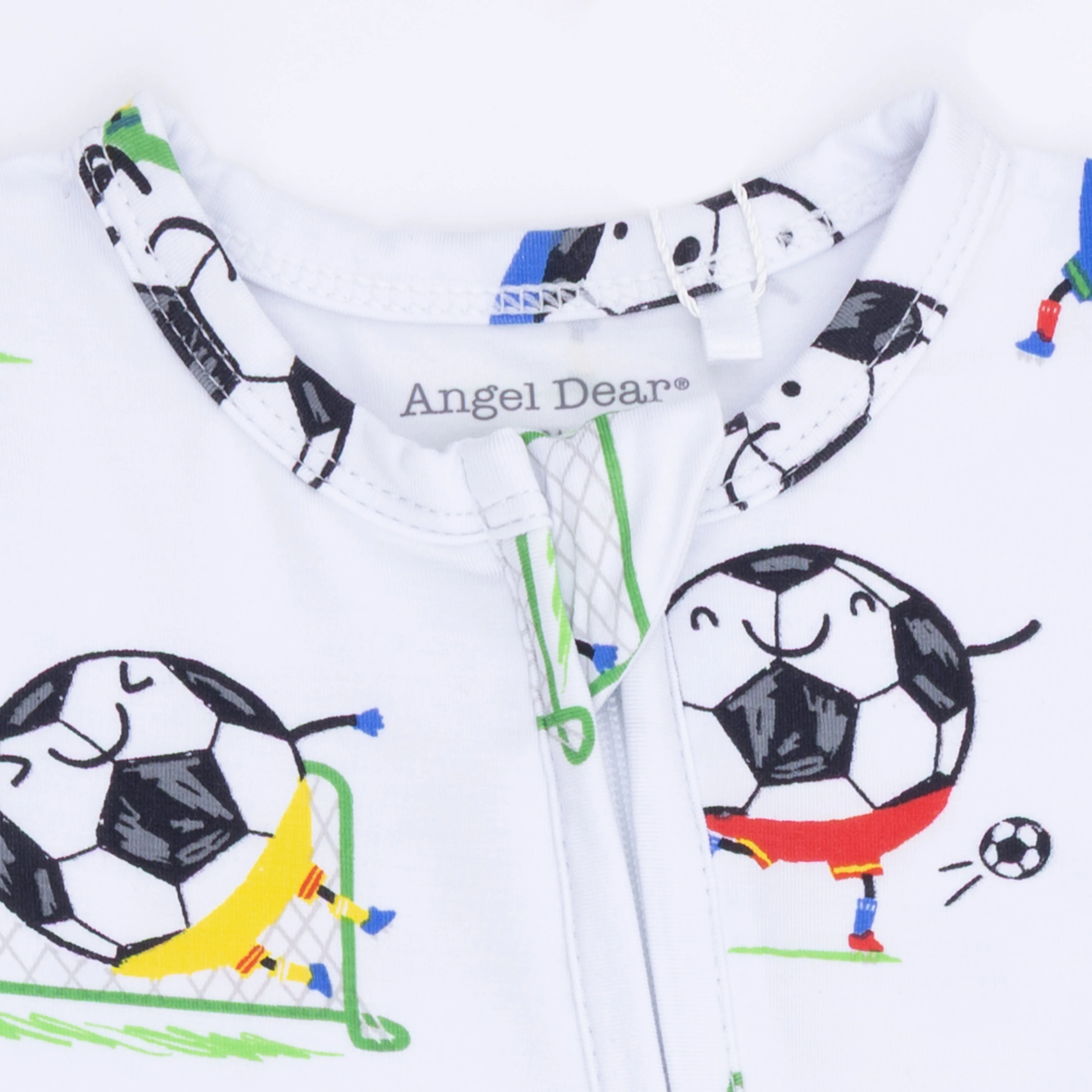 Soccer Balls Playing Soccer Blue - 2 Way Zipper Footie - Image 5