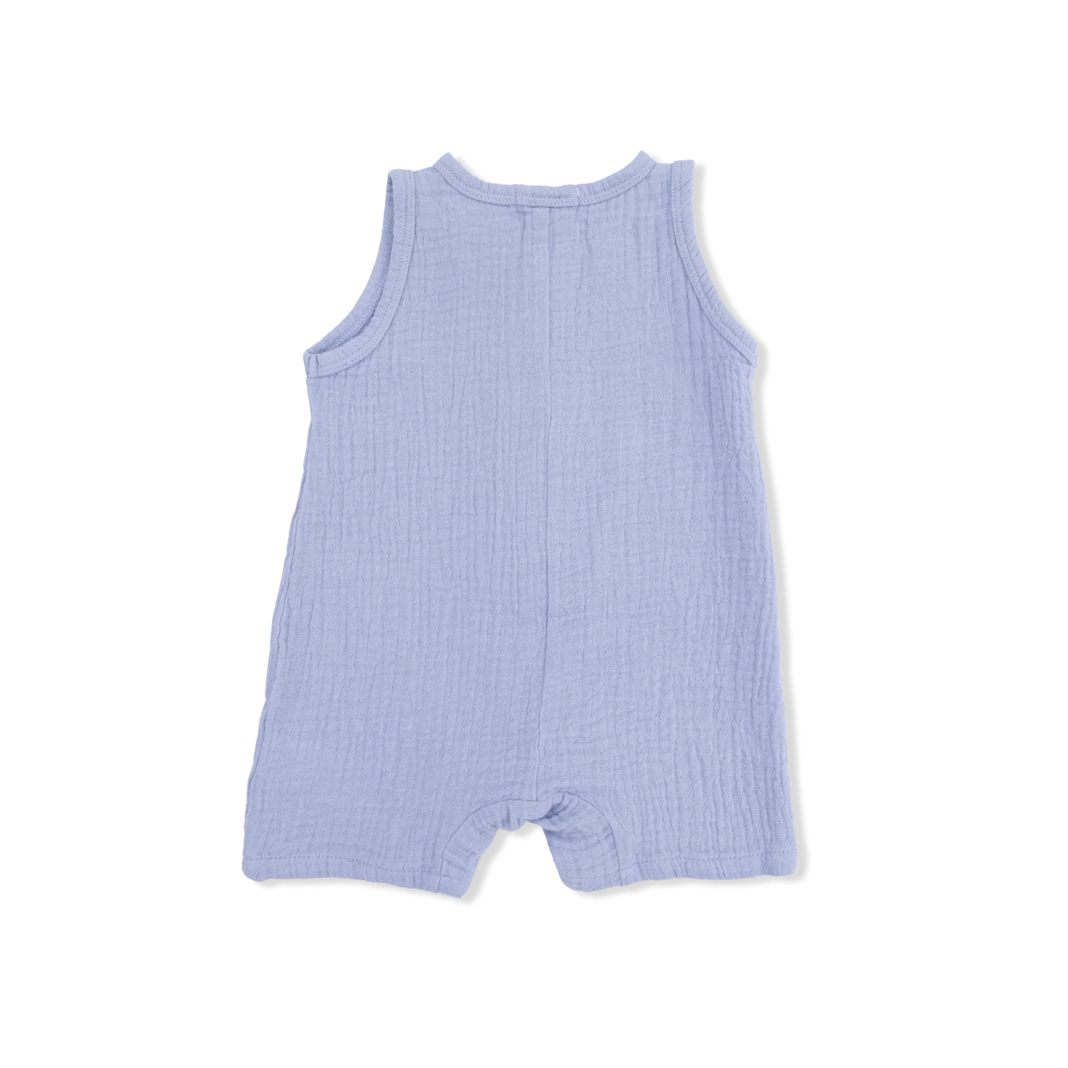 Solid Muslin Blue Blizzard - Sleeveless Shortie Romper - Image 2