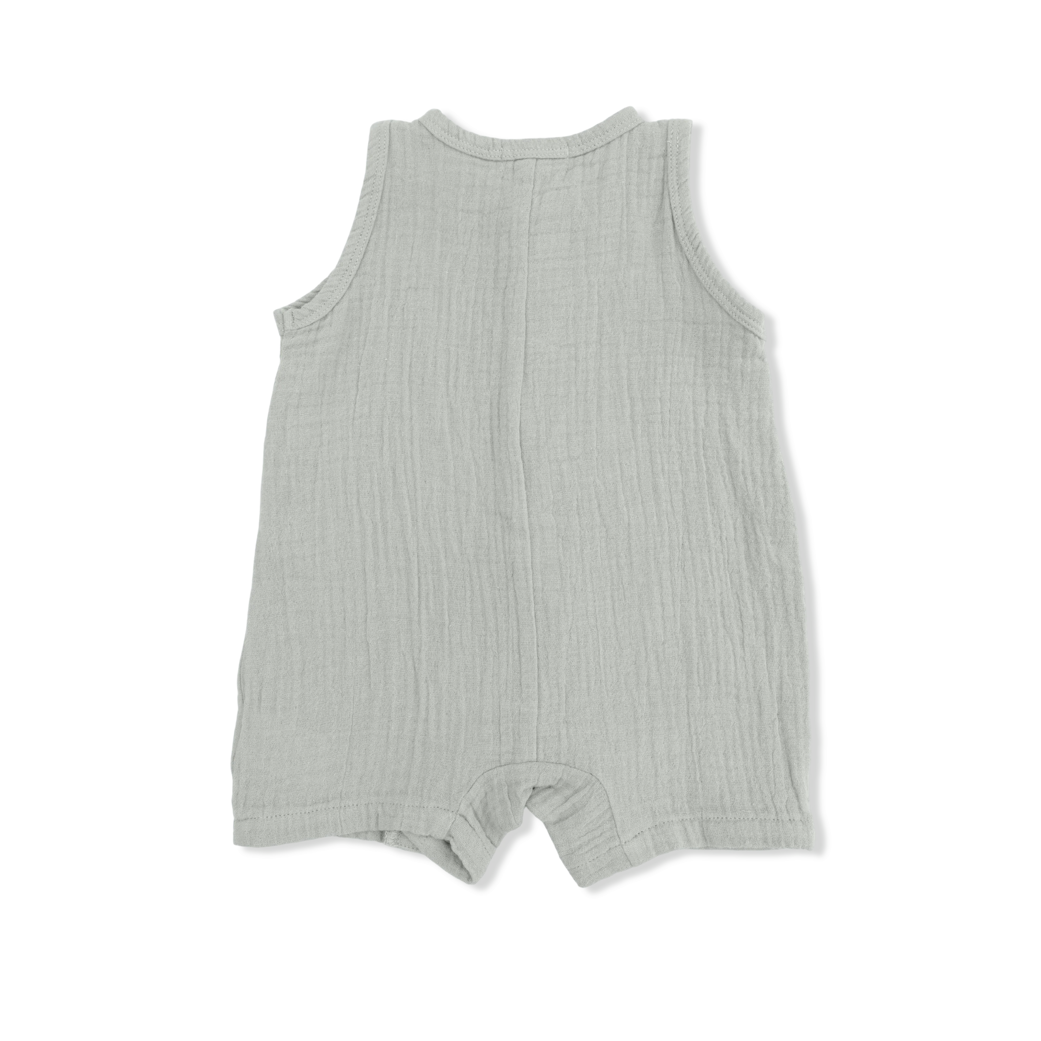 Solid Muslin Desert Green - Sleeveless Shortie Romper - Image 3