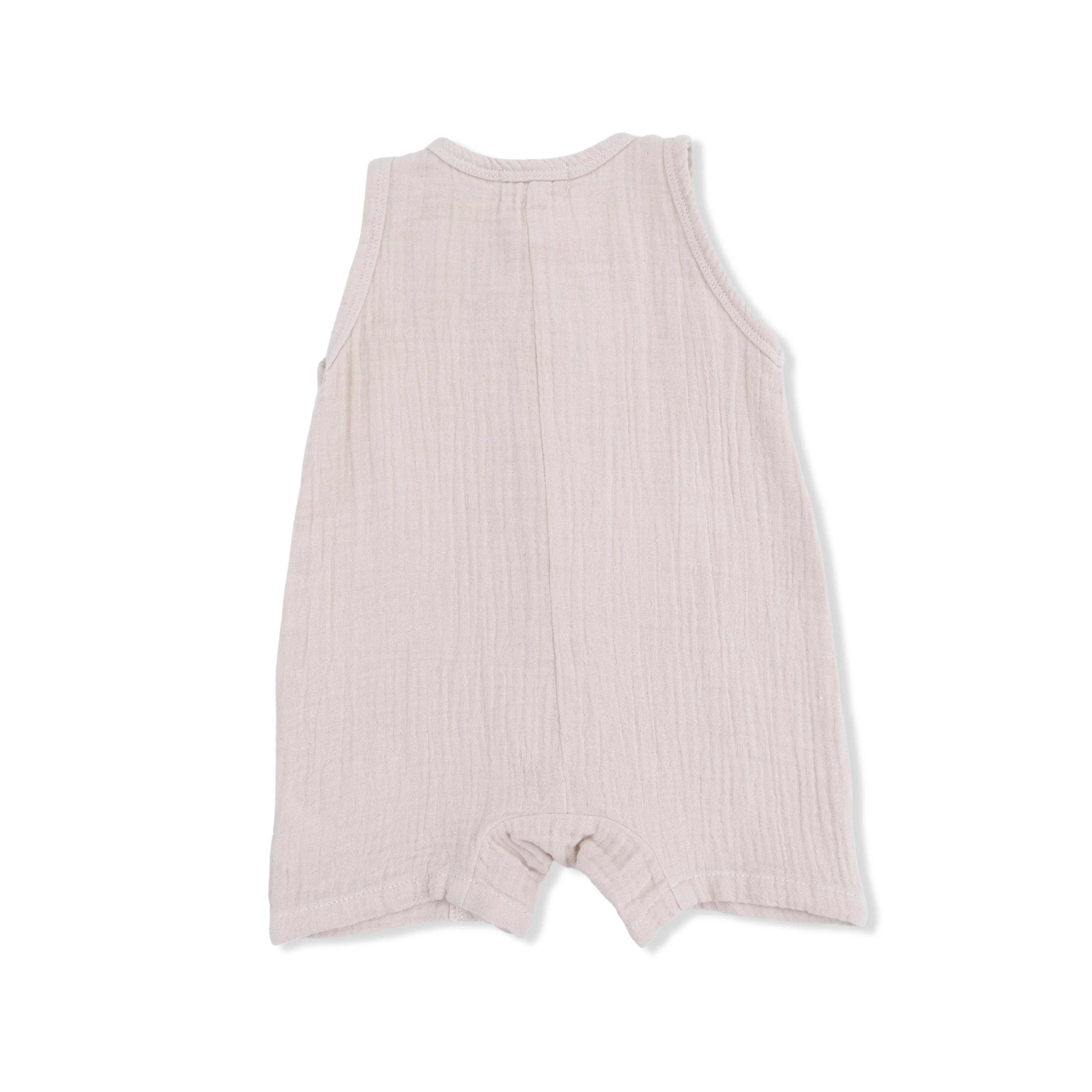 Solid Muslin French Oak - Sleeveless Shortie Romper - Image 3