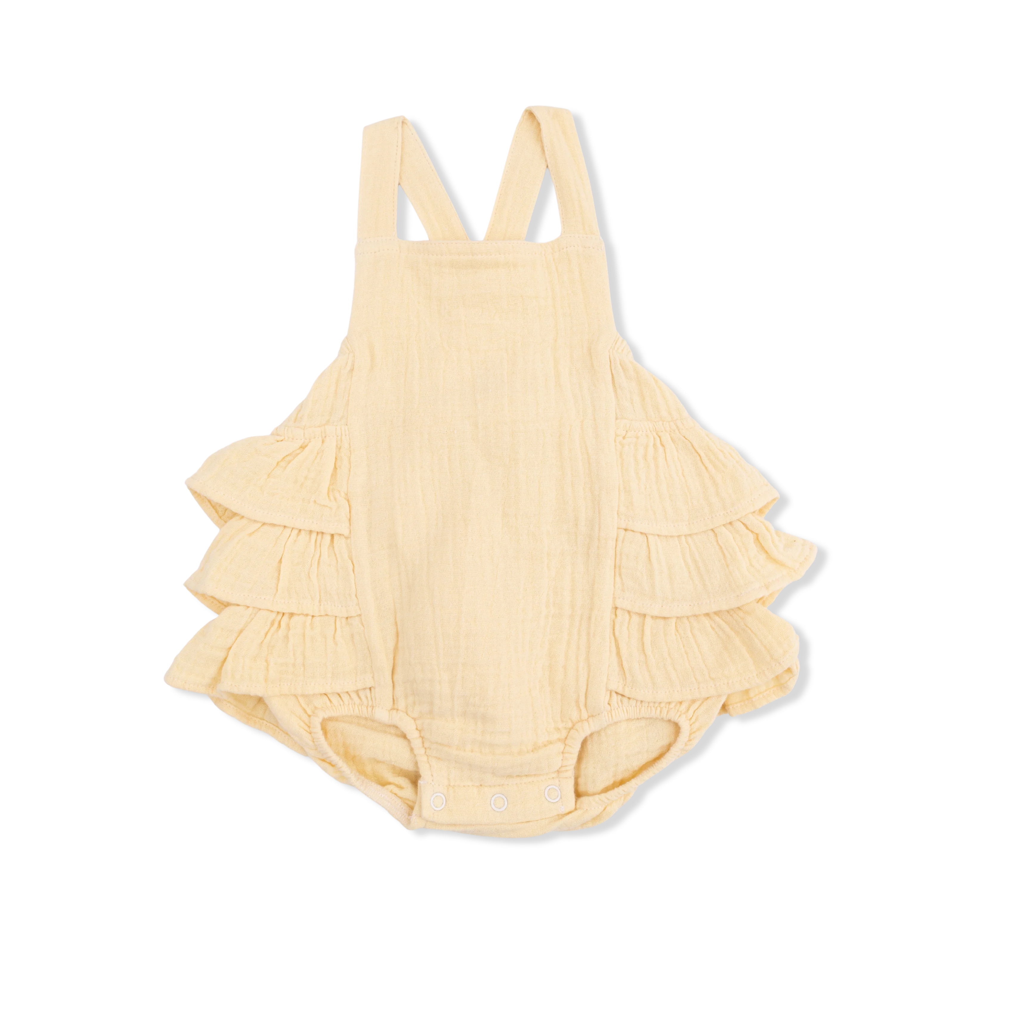 Solid Muslin Italian Straw - Ruffle Sunsuit - Image 2
