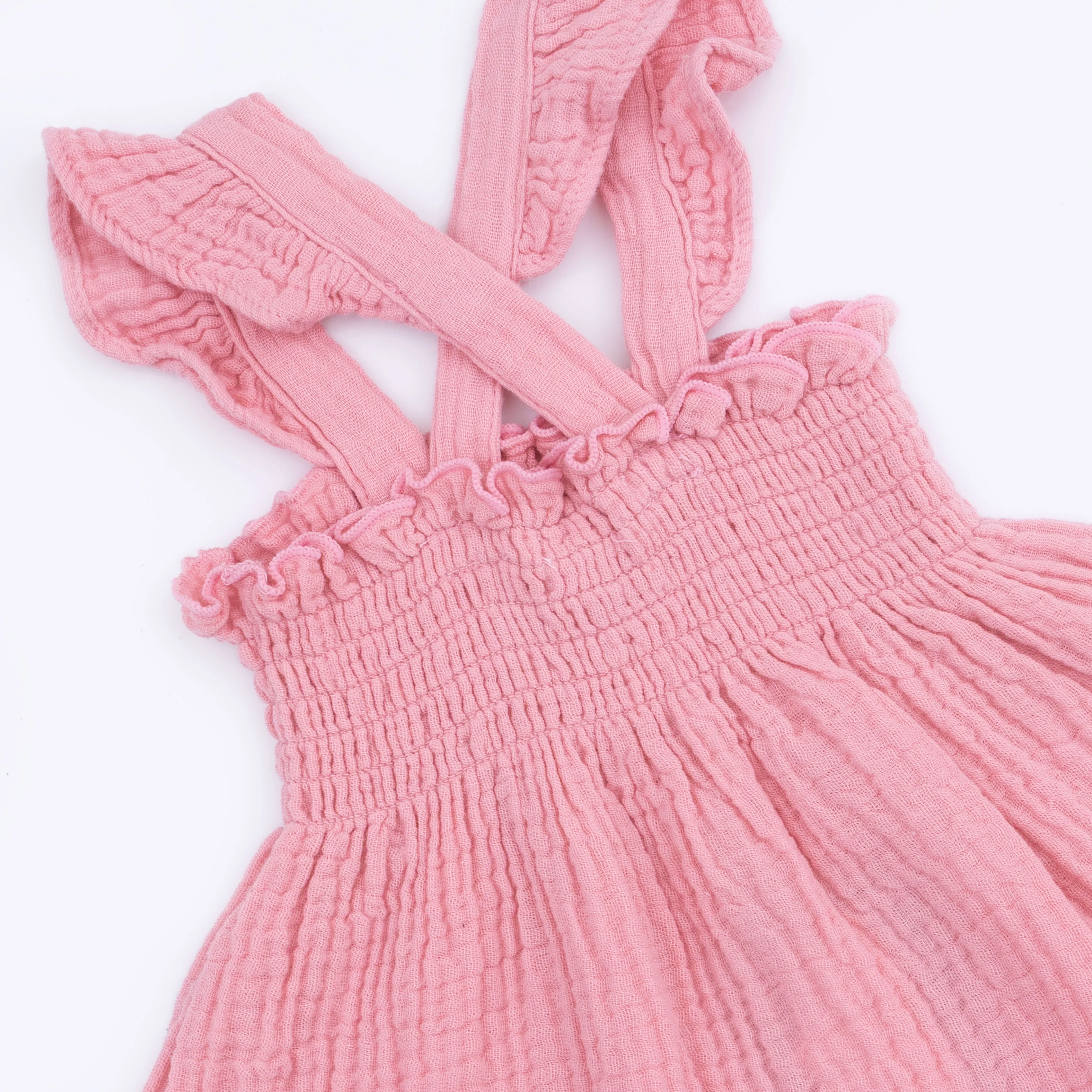 Solid Muslin Poignant Pink - Smocked Top with Bloomer - Image 7