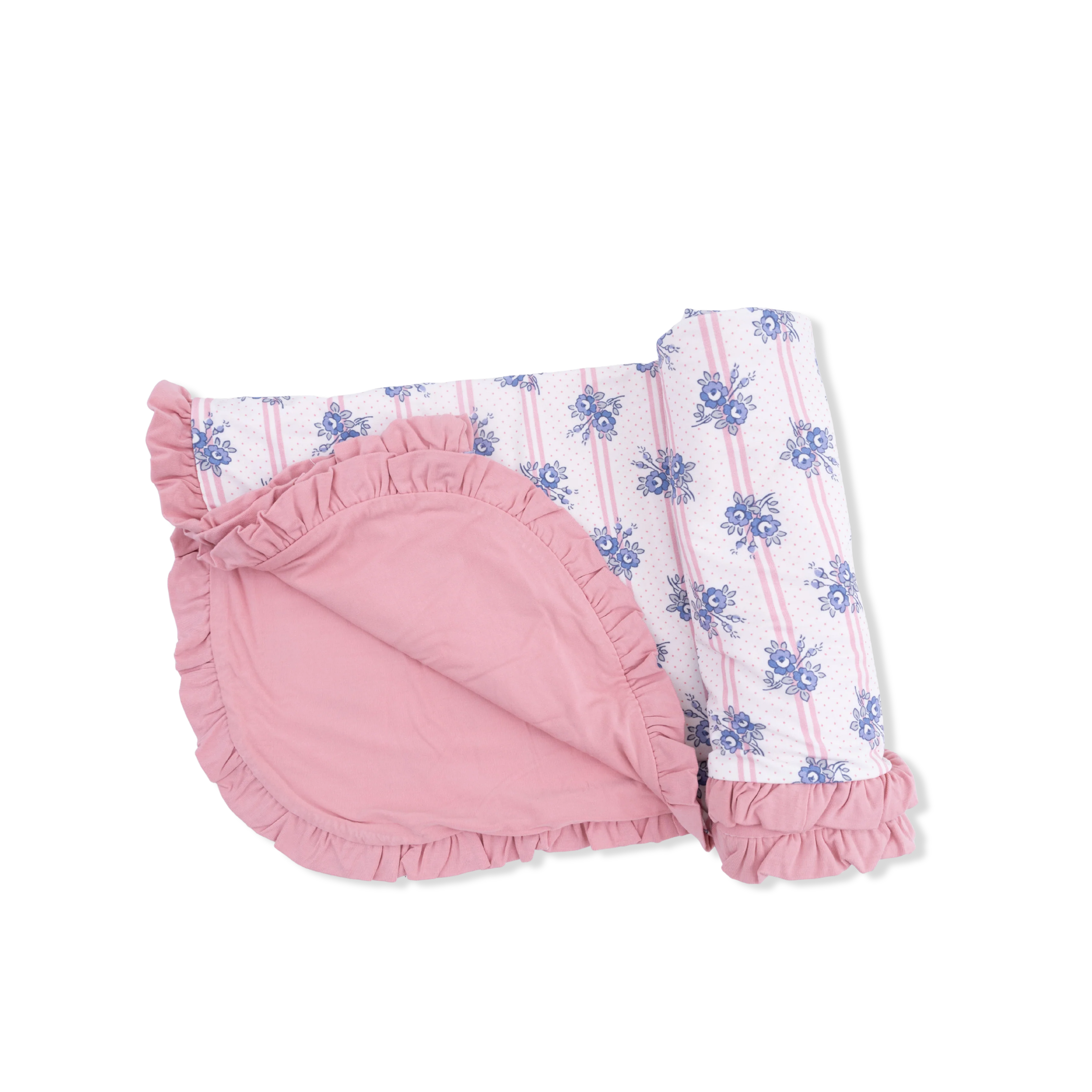 Stripe Dot Roses - Ruffle Blanket