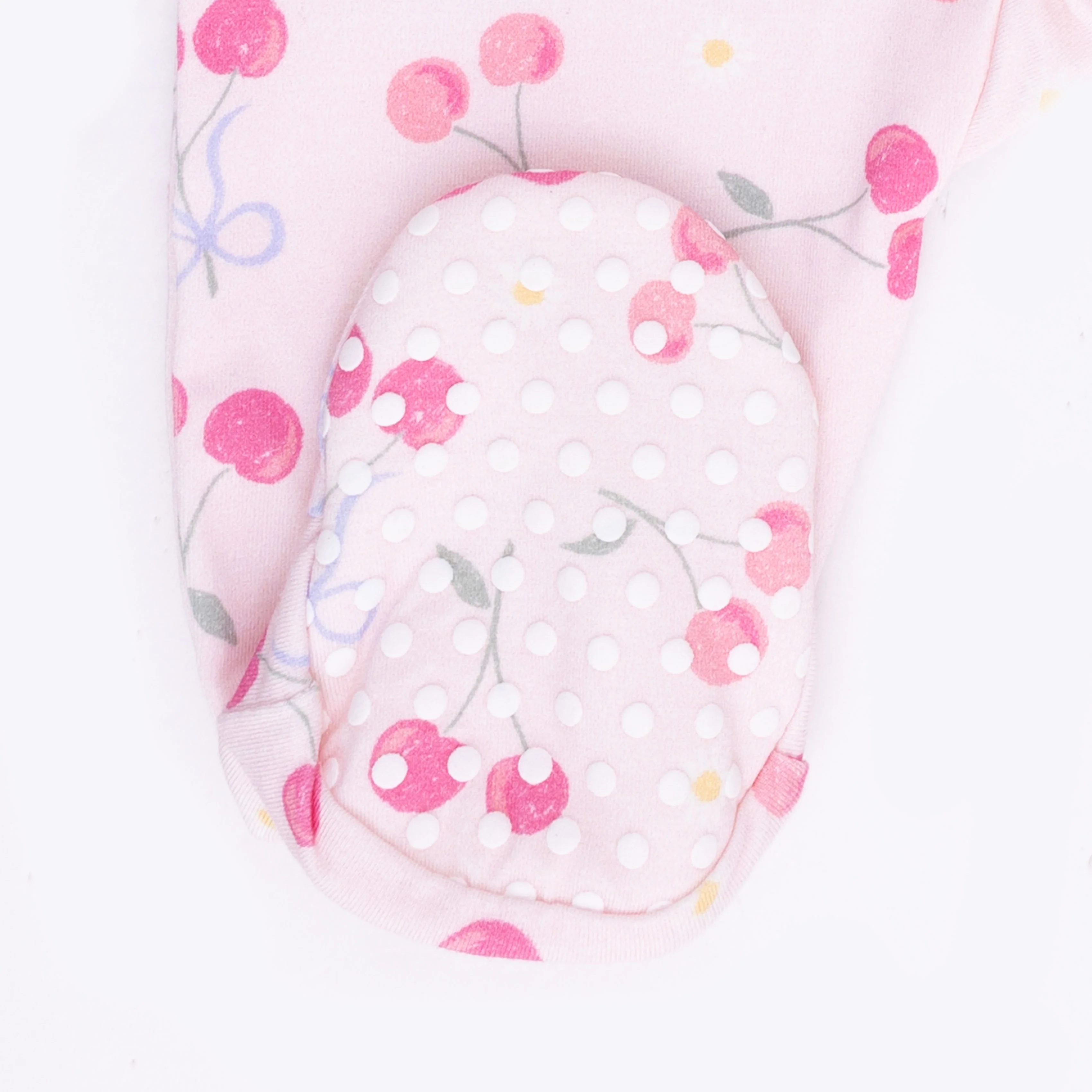 Sweet Bow Cherries - 2 Way Ruffle Back Zipper Footie & Swaddle Blanket Set - Image 5