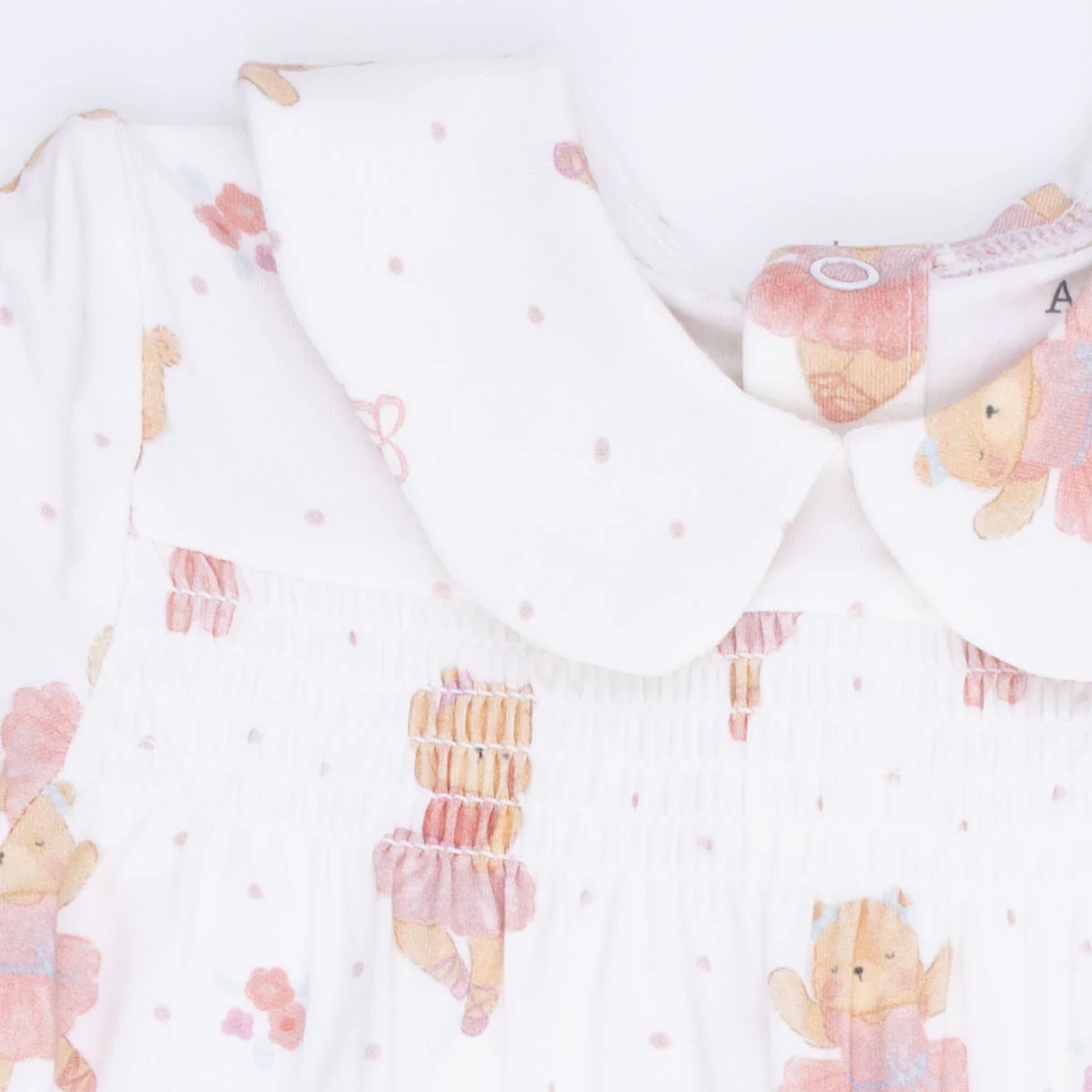 Teddy Bear Ballerina - Smocked Peter Pan Snap Footie - Image 4