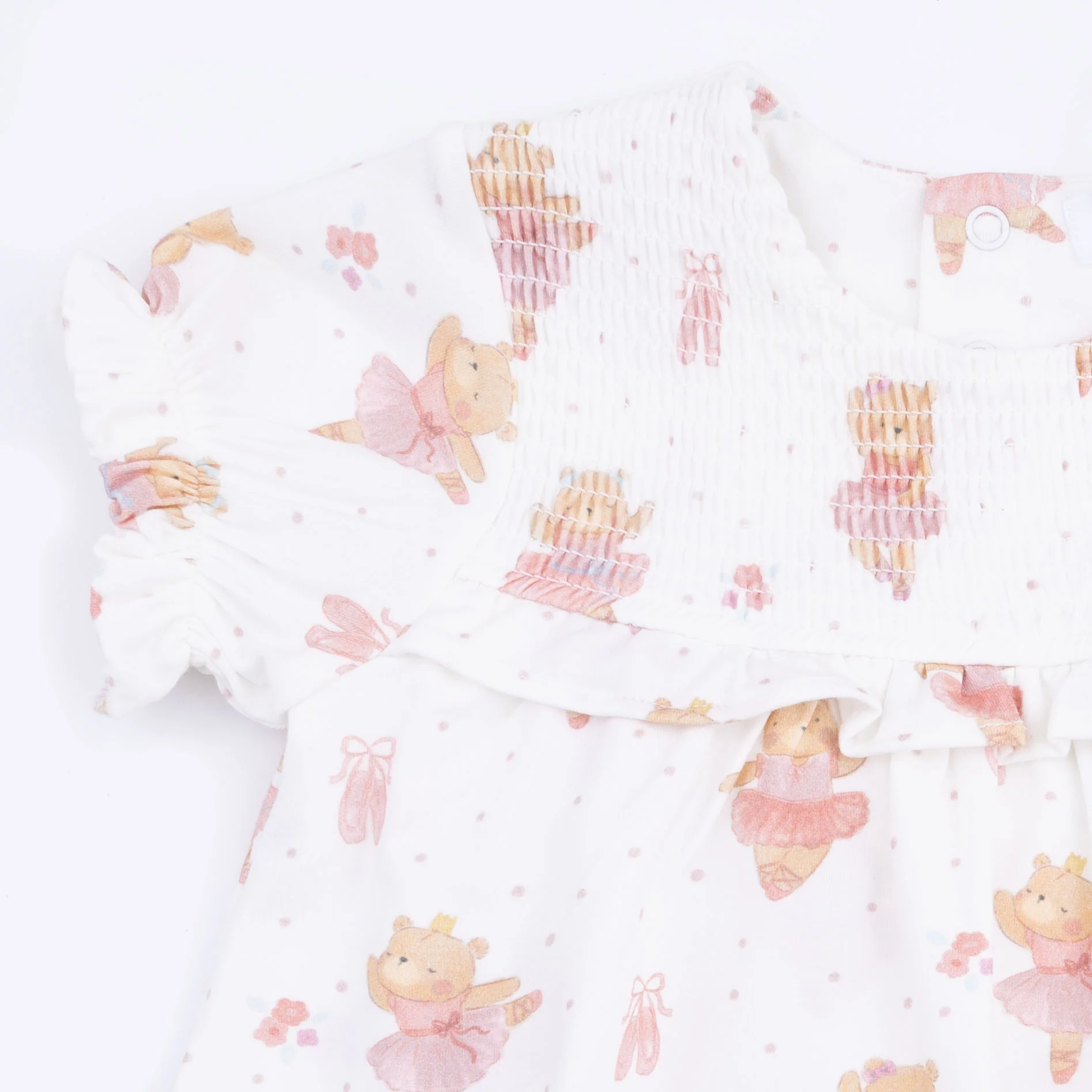 Teddy Bear Ballerina - Smocked Ruffle Bubble with Skirt - Image 4