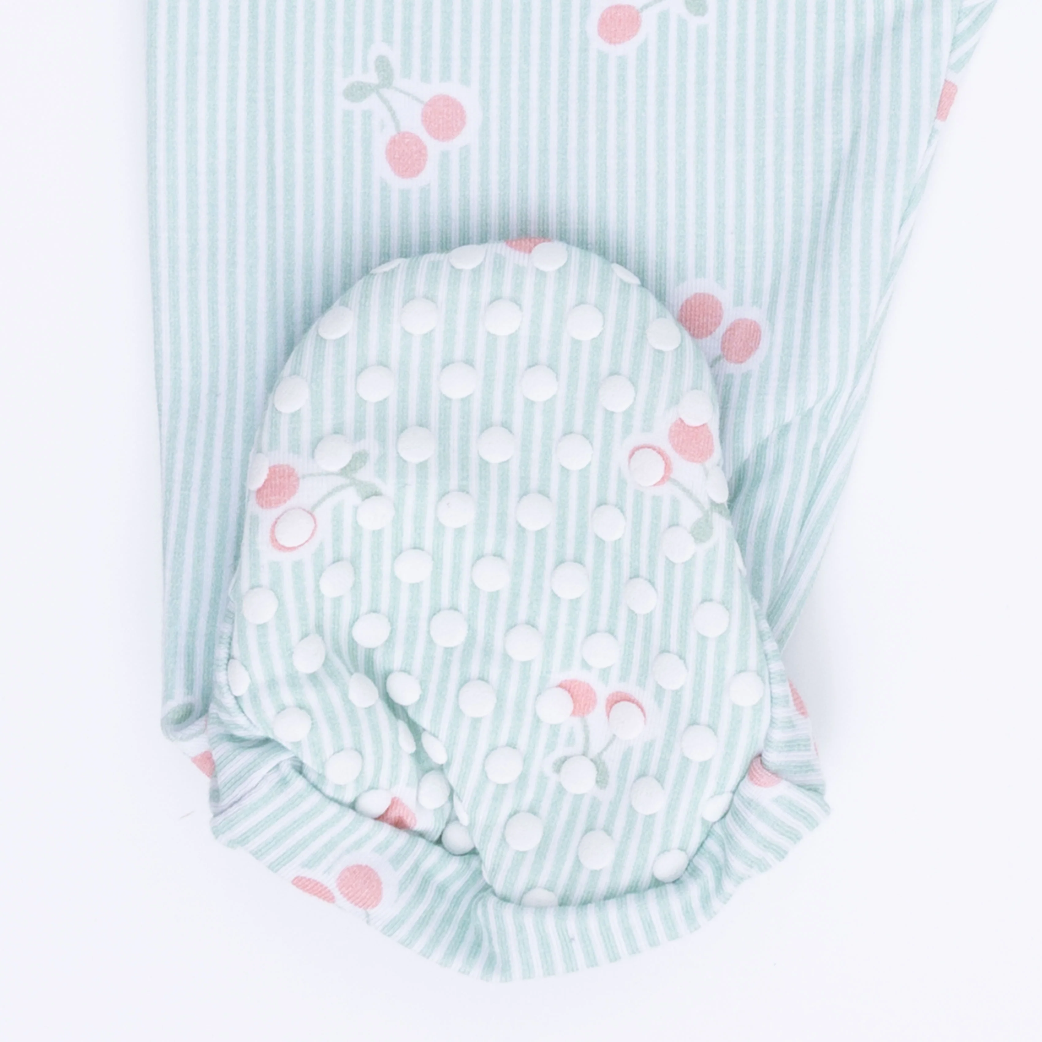 Tiny Cherry Stripe - 2 Way Ruffle Sleeve Zipper Footie - Image 6